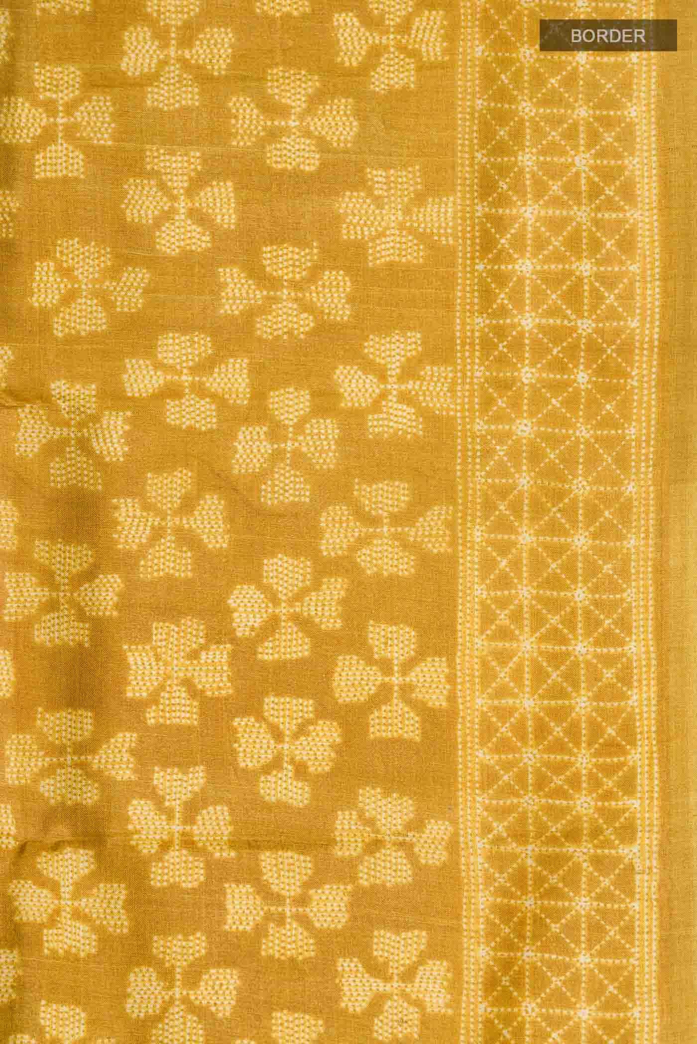 Mustard Bhagalpuri Tussar Silk Saree