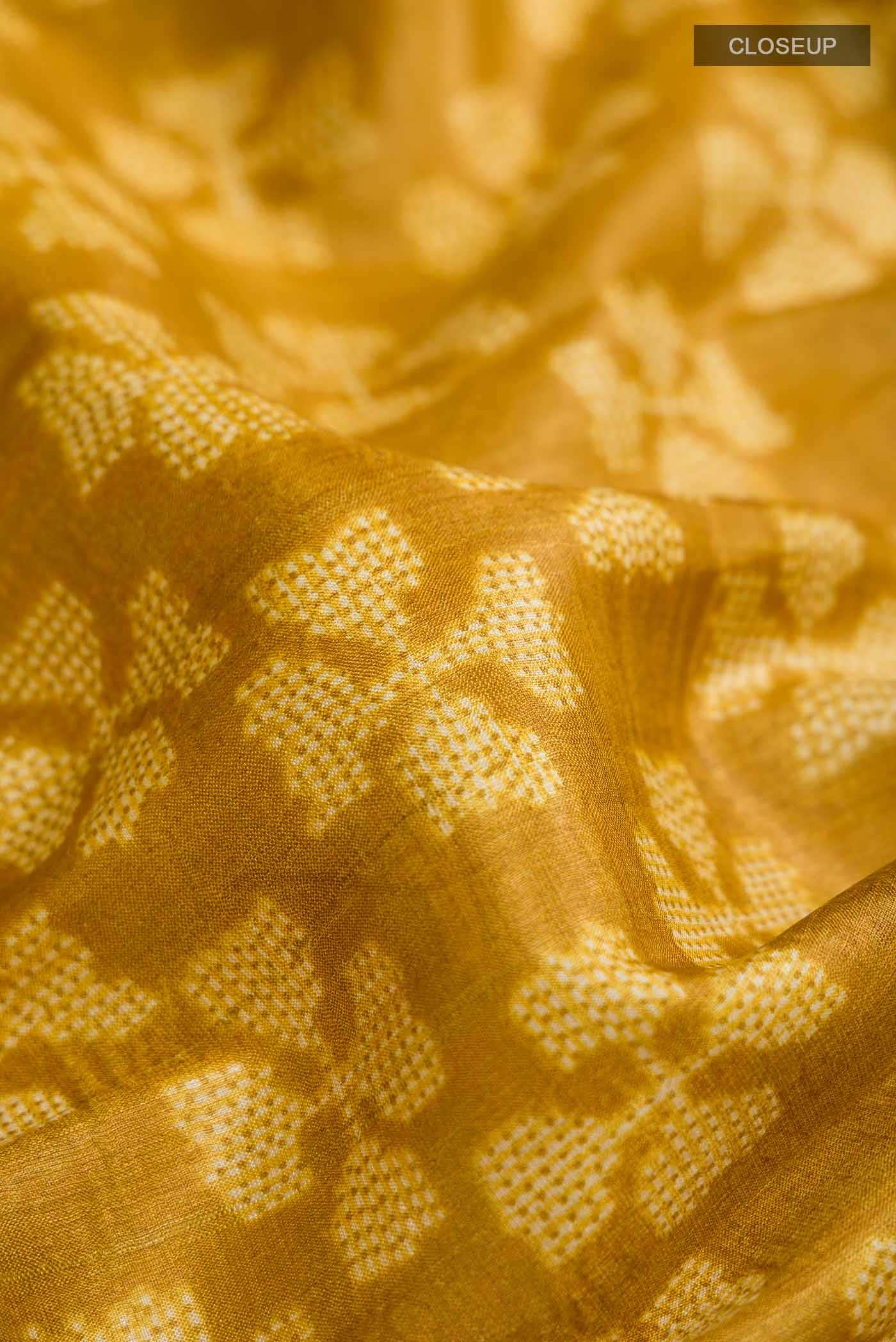 Mustard Bhagalpuri Tussar Silk Saree