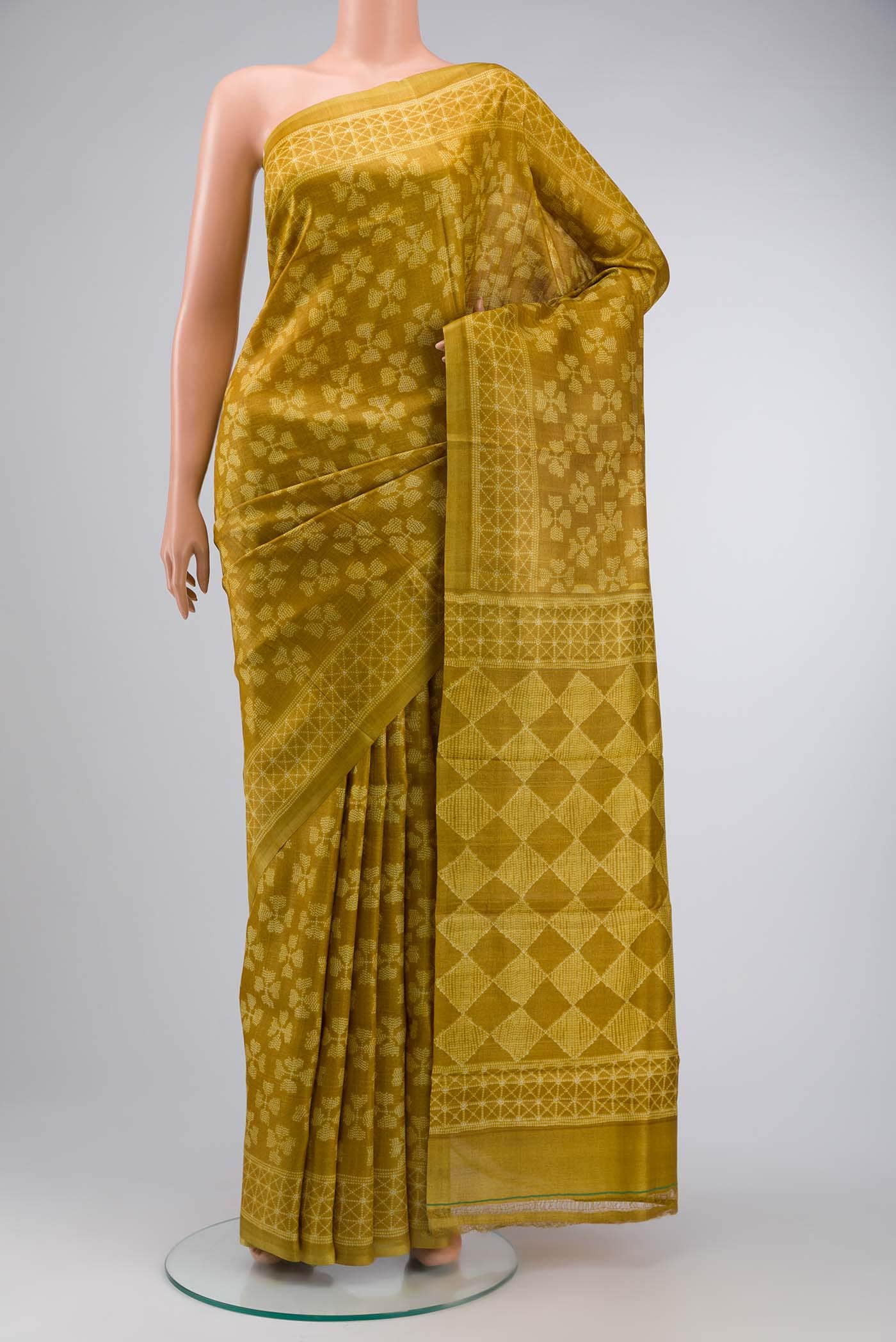 Mustard Bhagalpuri Tussar Silk Saree