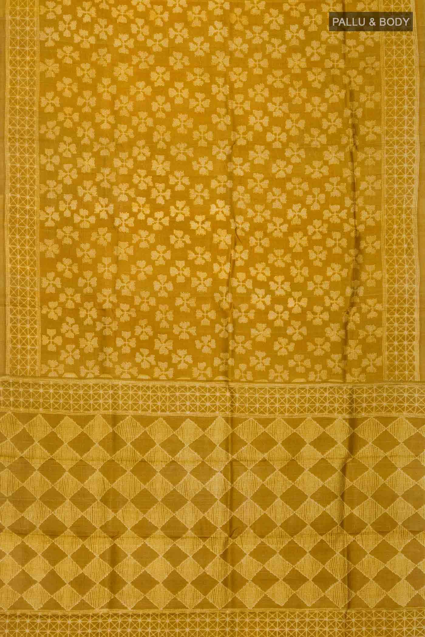Mustard Bhagalpuri Tussar Silk Saree