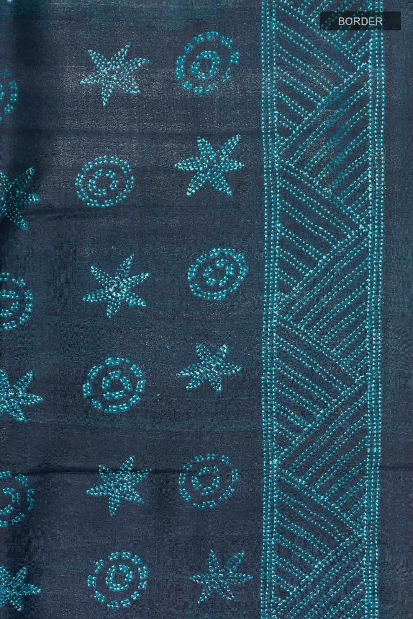 Blue Tussar Silk Saree