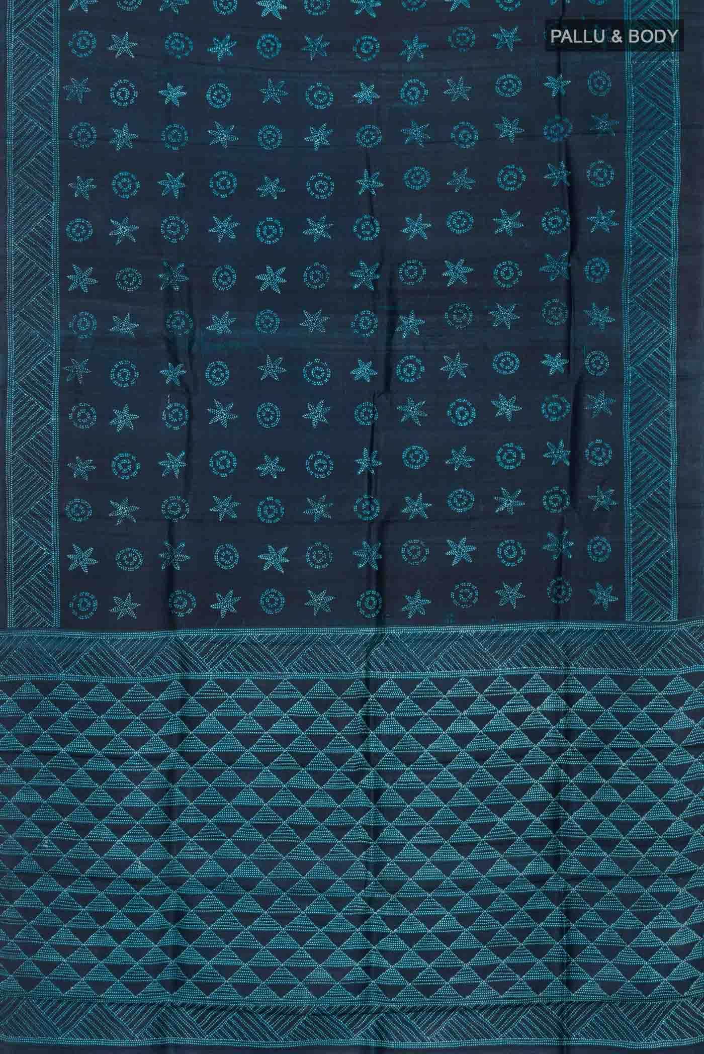 Blue Tussar Silk Saree