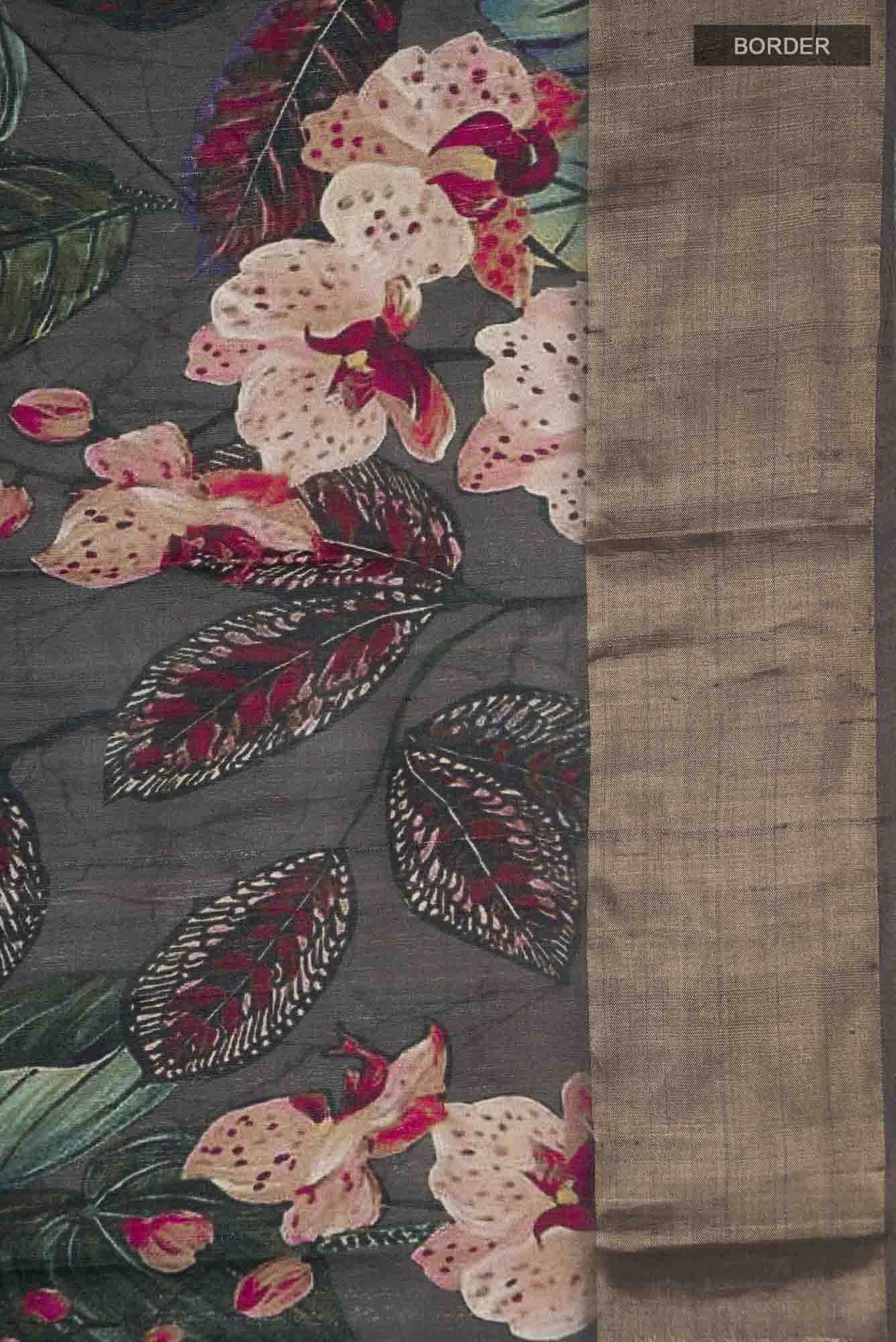 Grey Bhagalpuri Tussar Silk Saree