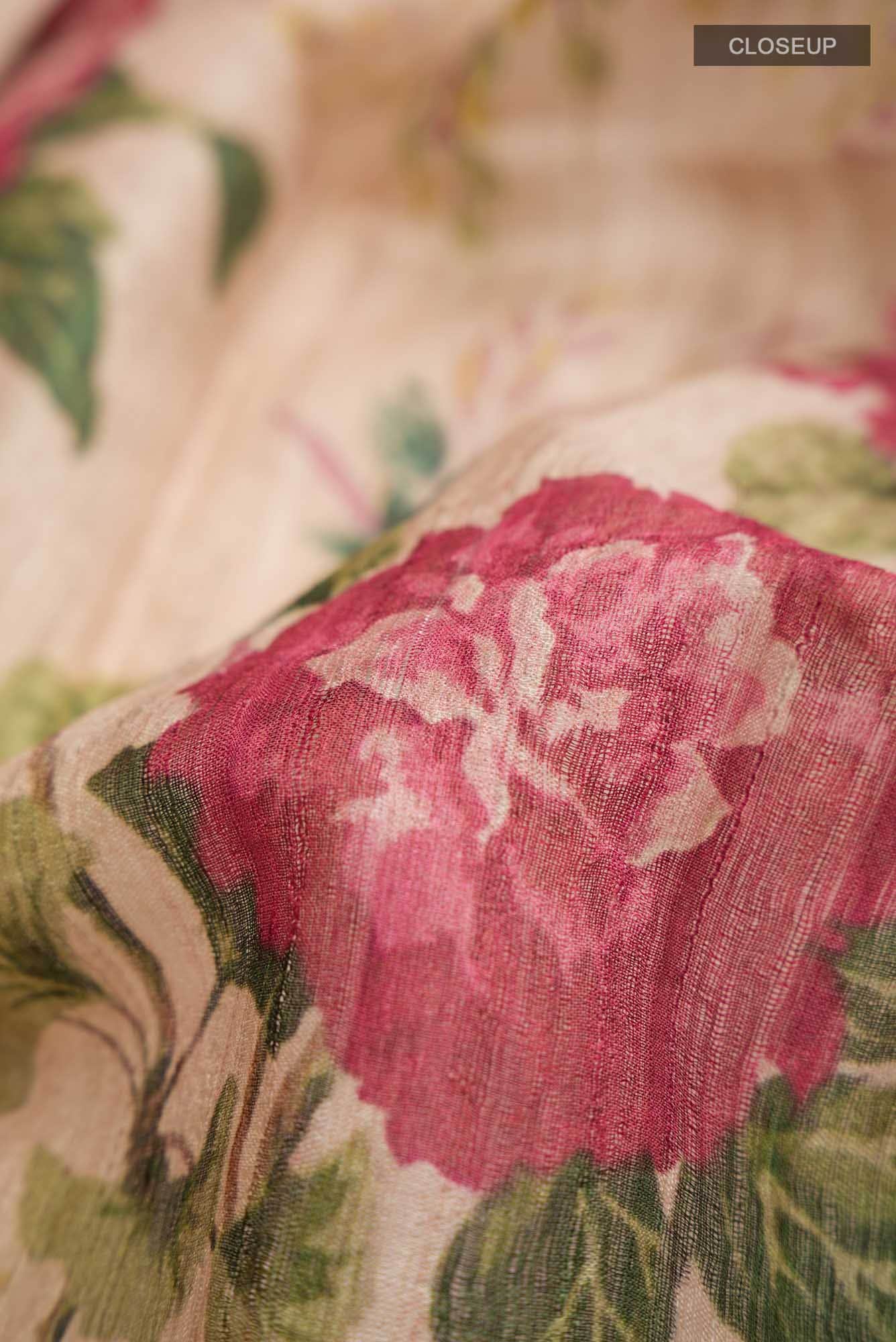 Beige Bhagalpuri Tussar Silk Saree