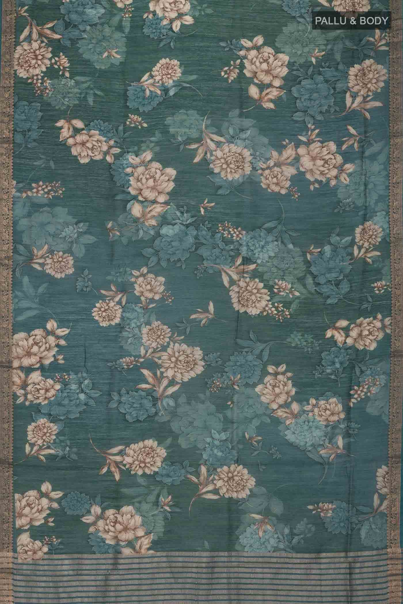 Blue Bhagalpuri Tussar Silk Saree