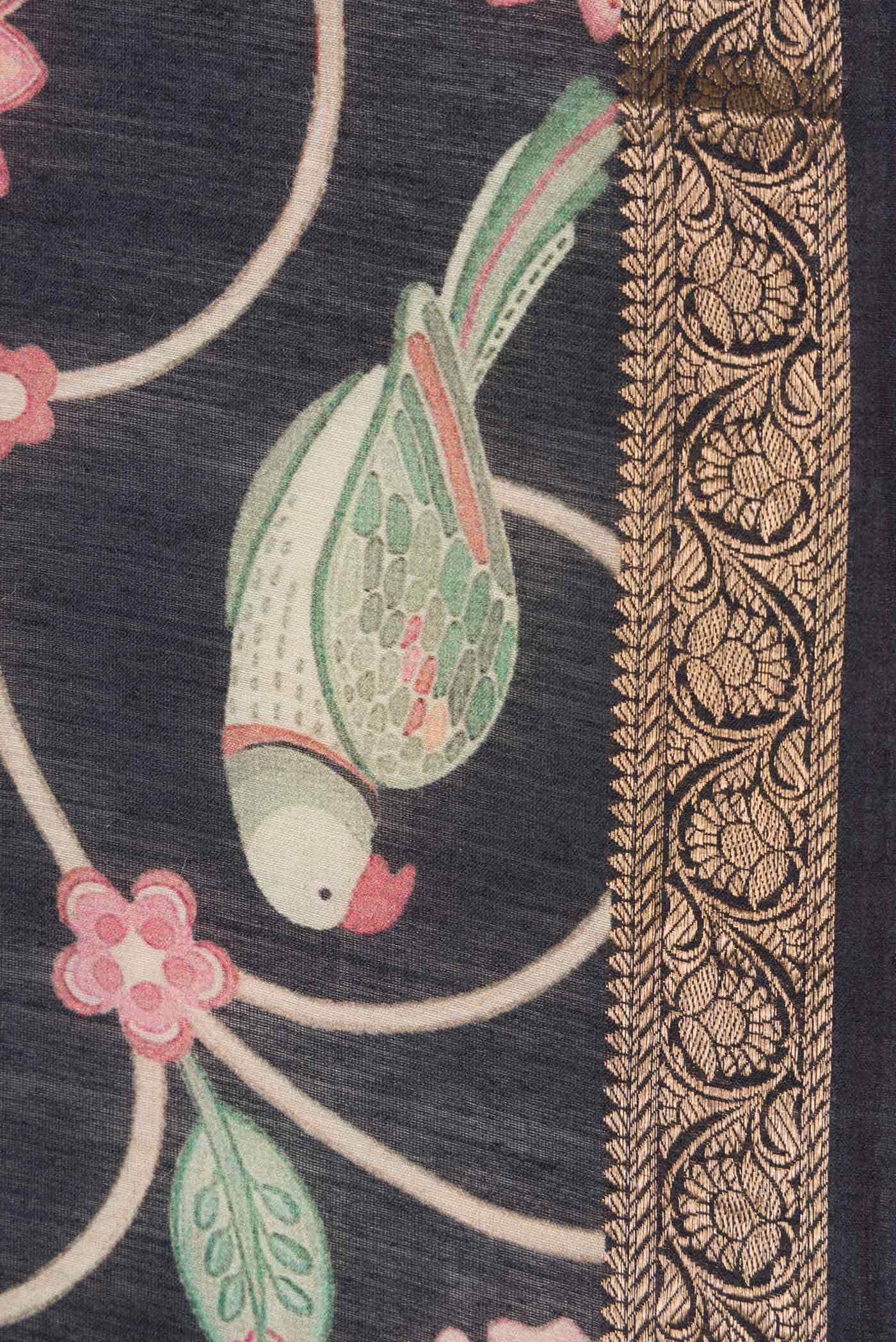 Black Tussar Silk Saree