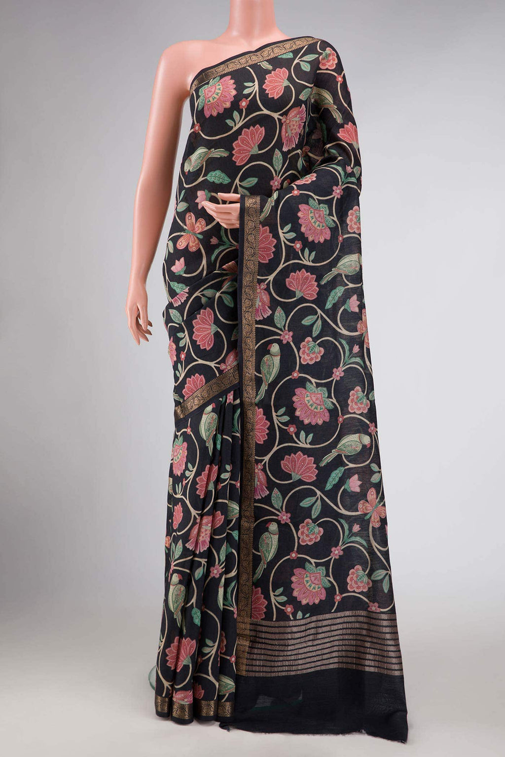 Black Tussar Silk Saree