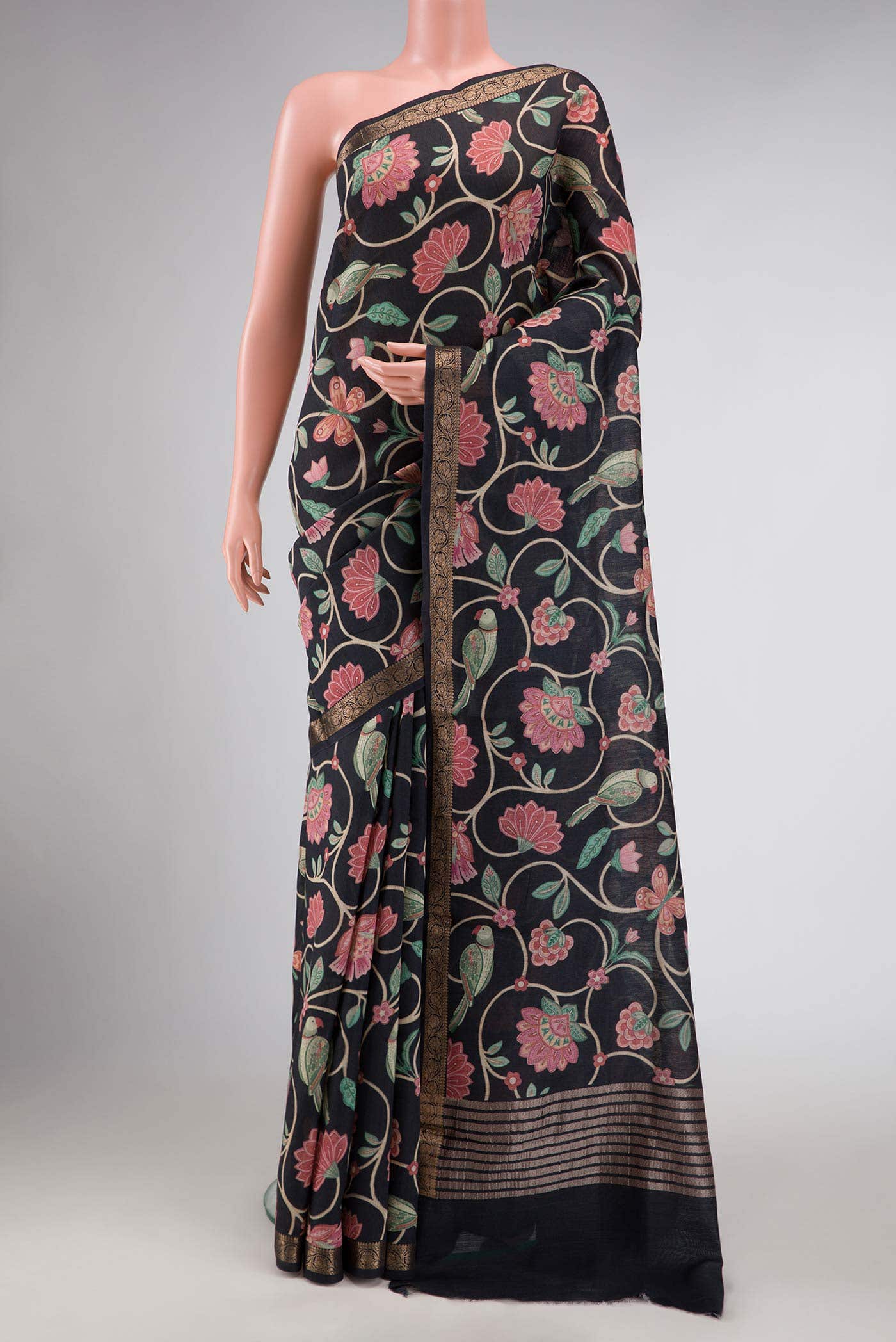 Black Tussar Silk Saree