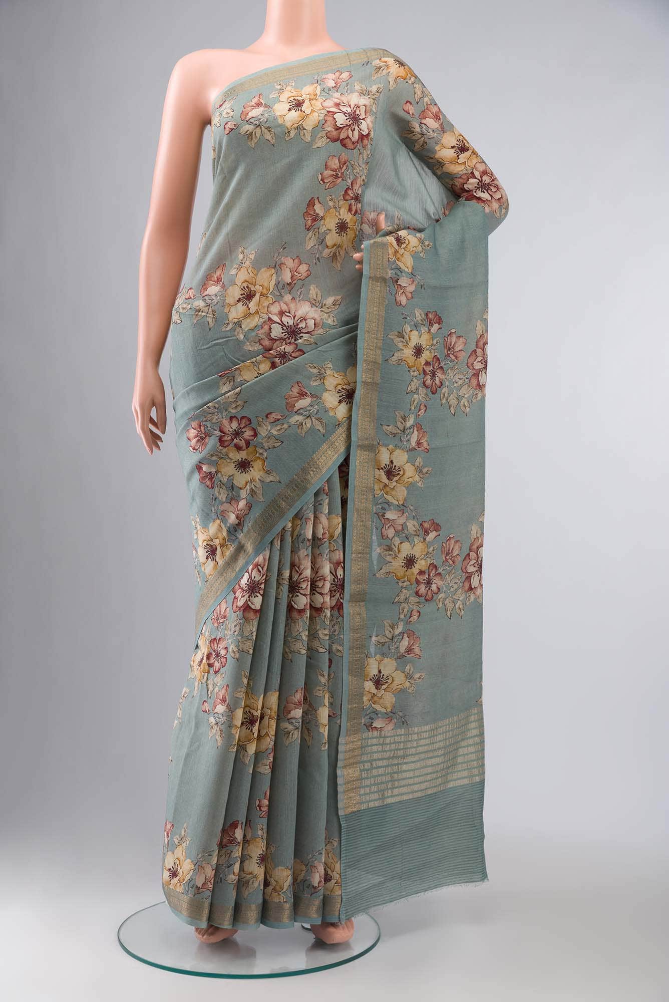Grey Bhagalpuri Tussar Silk Saree