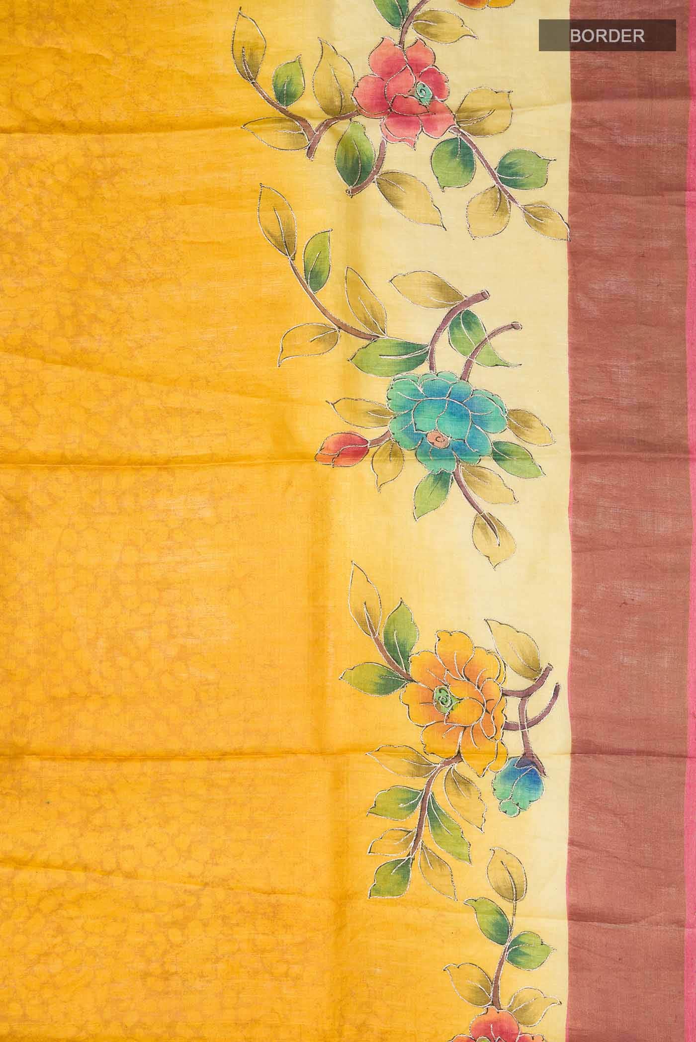 Beige Tussar Silk Saree