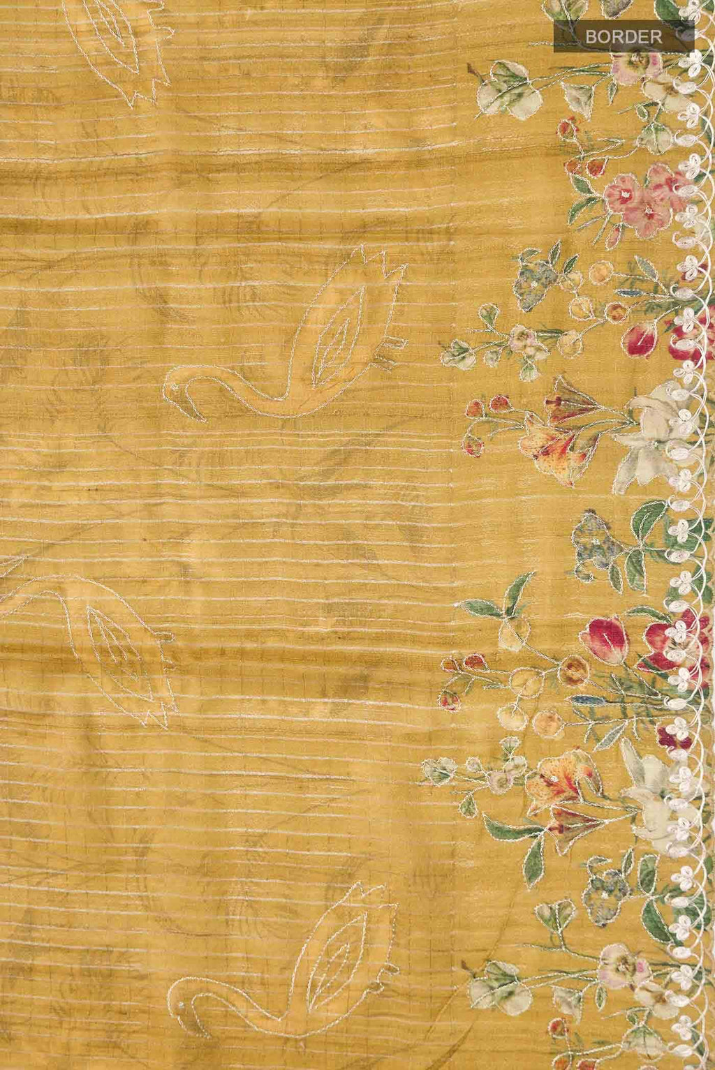 Mustard Bhagalpuri Tussar Silk Saree