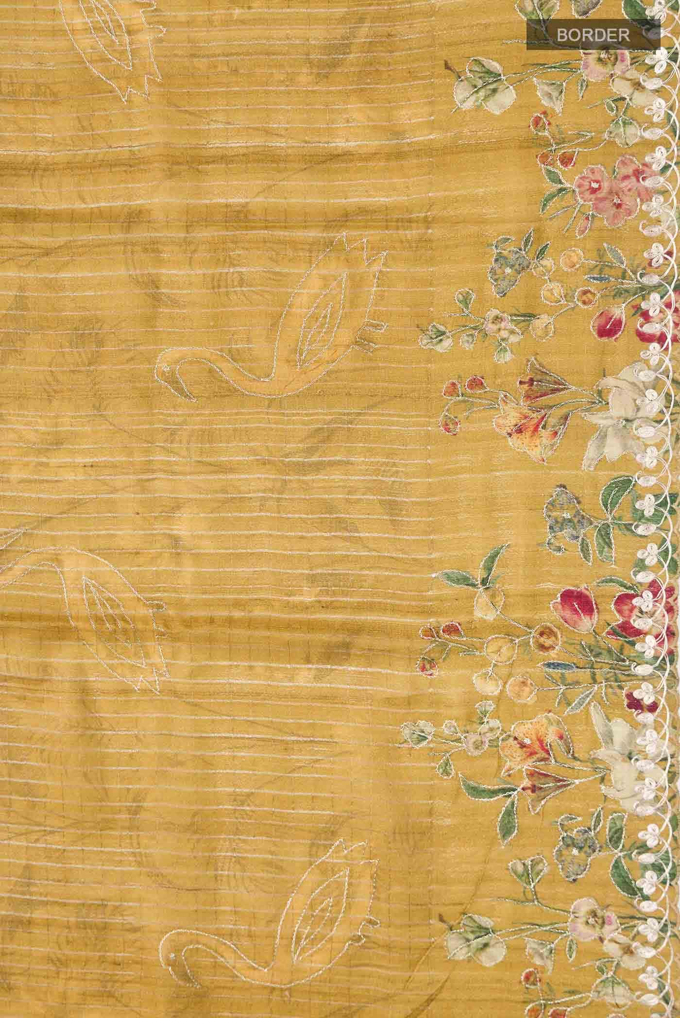 Mustard Bhagalpuri Tussar Silk Saree
