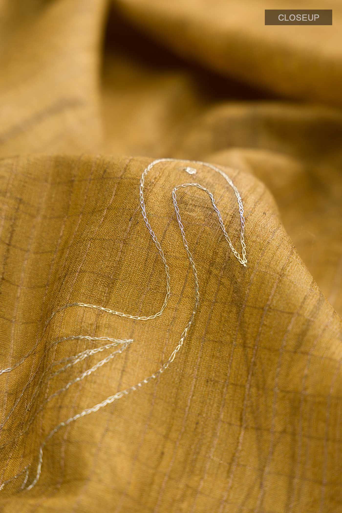 Mustard Bhagalpuri Tussar Silk Saree