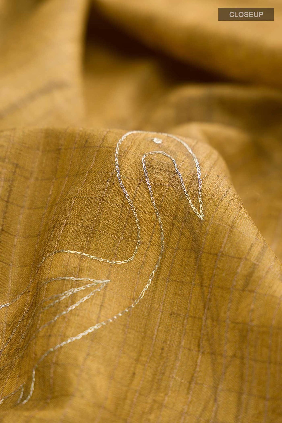 Mustard Bhagalpuri Tussar Silk Saree