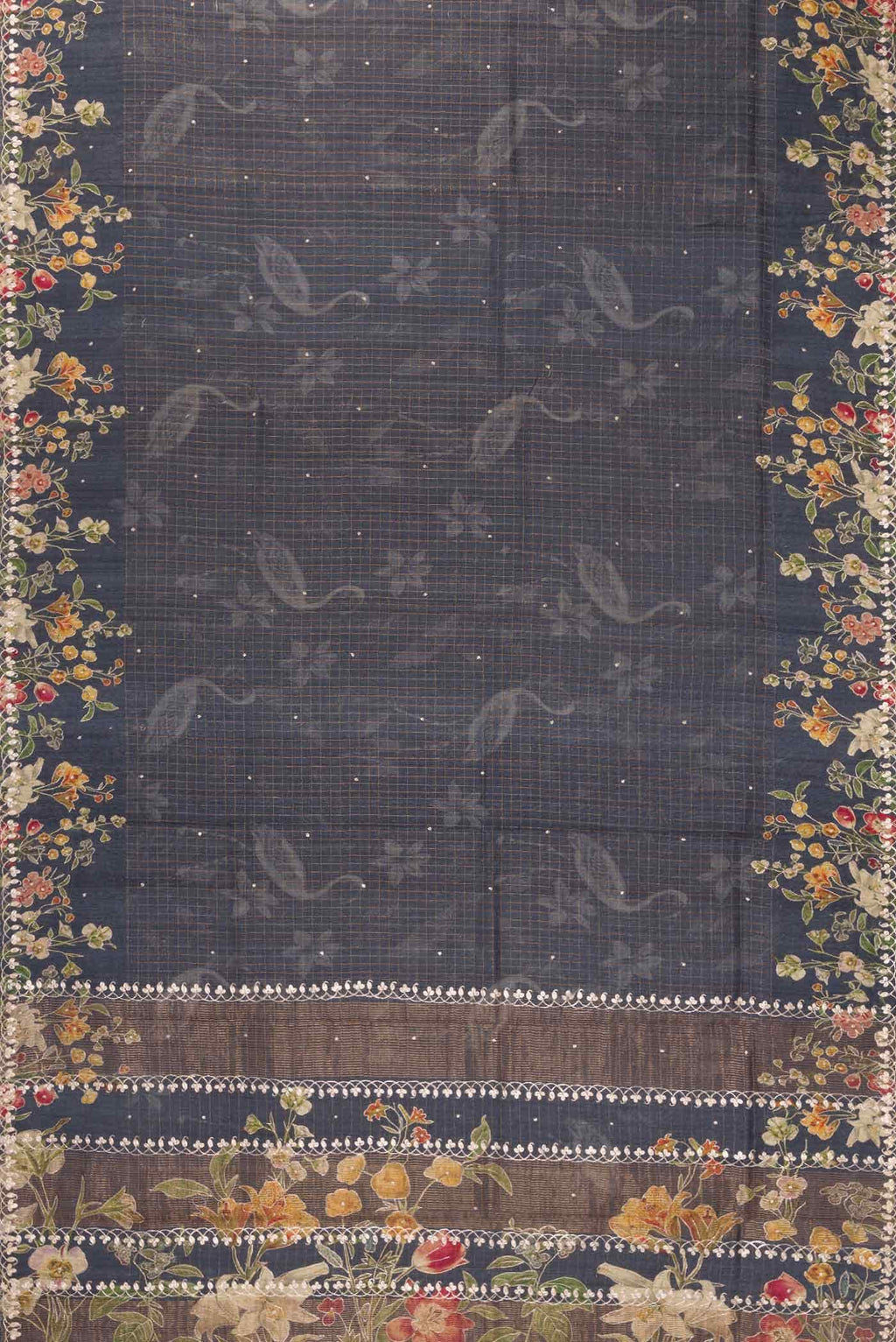 Grey Dual Tone Tussar Silk Saree
