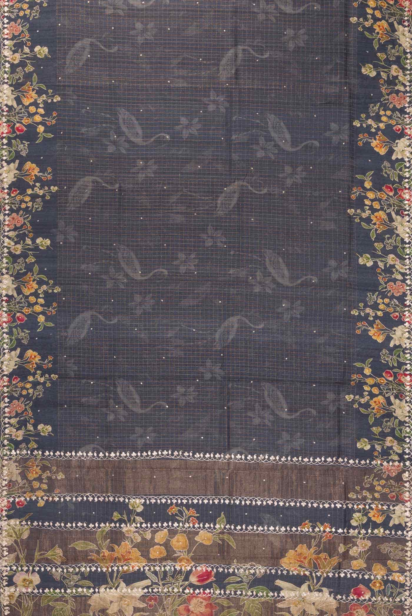 Grey Dual Tone Tussar Silk Saree