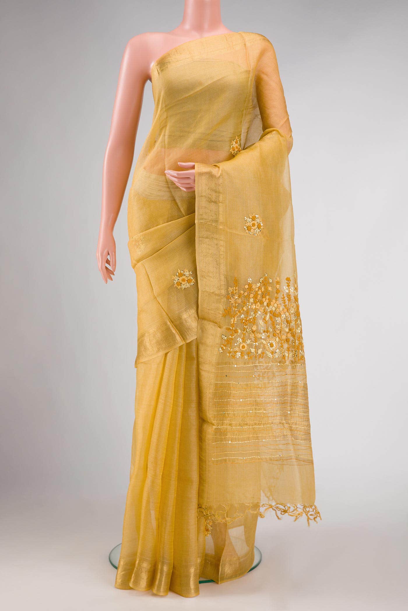 Gold Dual Tone Tussar Silk Saree