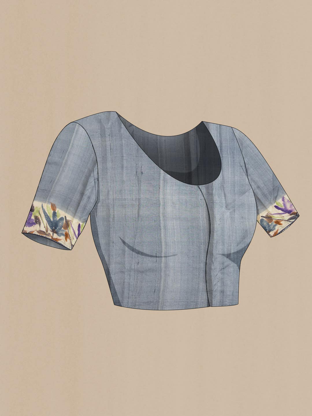 Grey Tussar Silk Saree