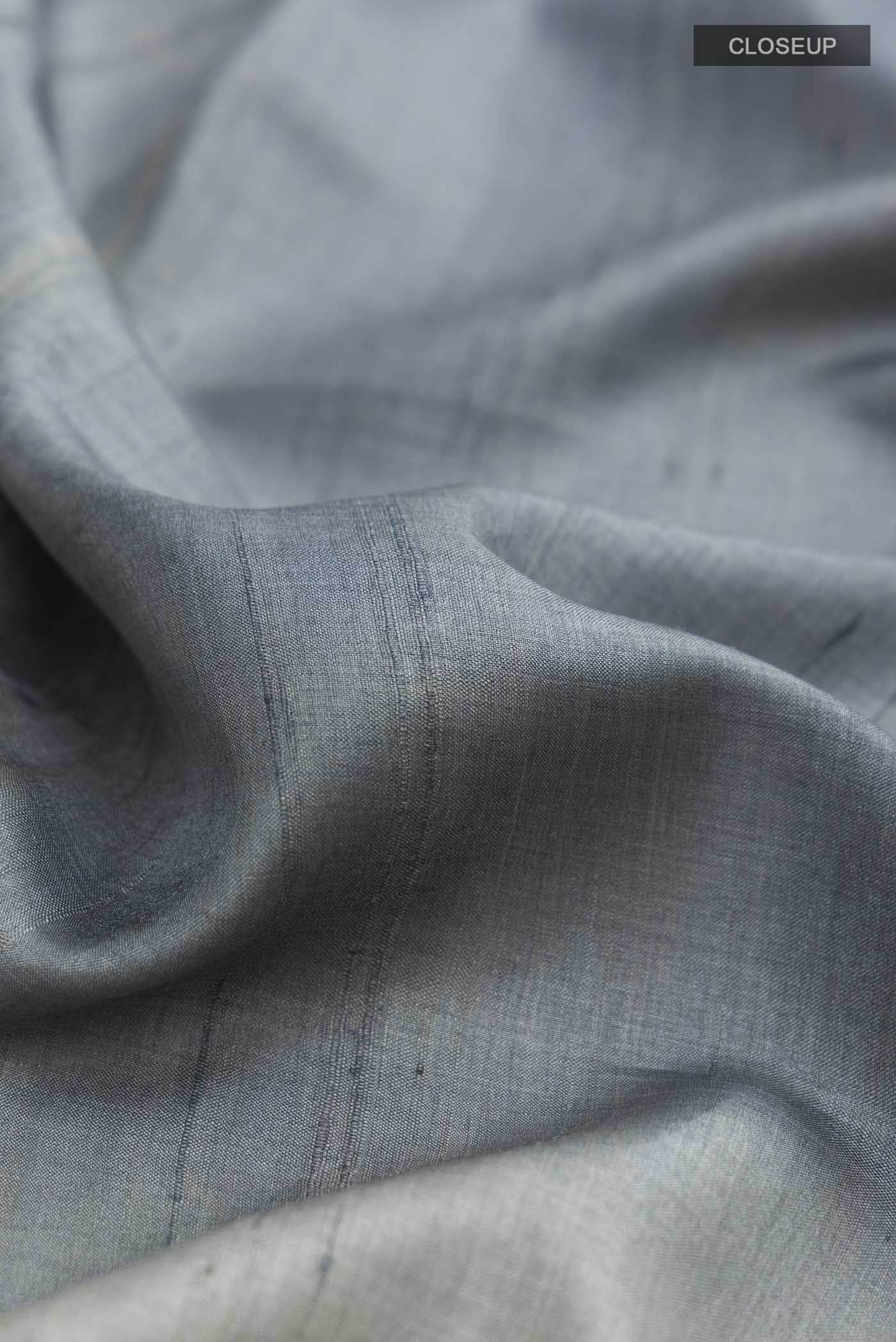 Grey Tussar Silk Saree