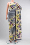 Grey Tussar Silk Saree