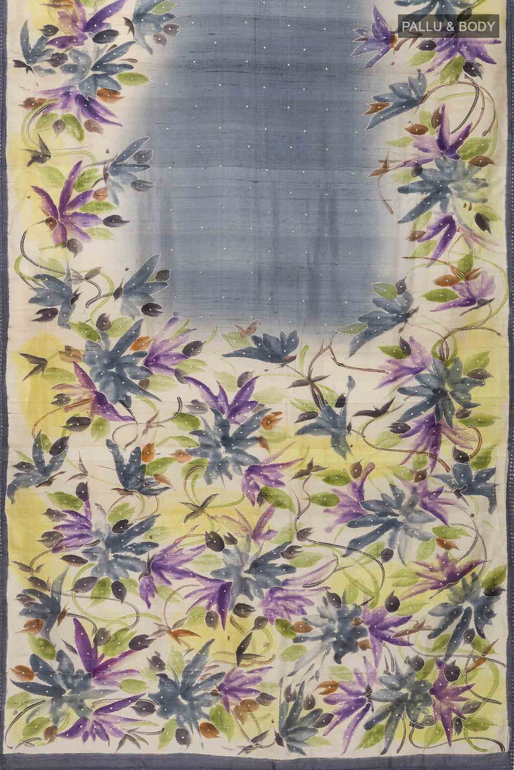 Grey Tussar Silk Saree