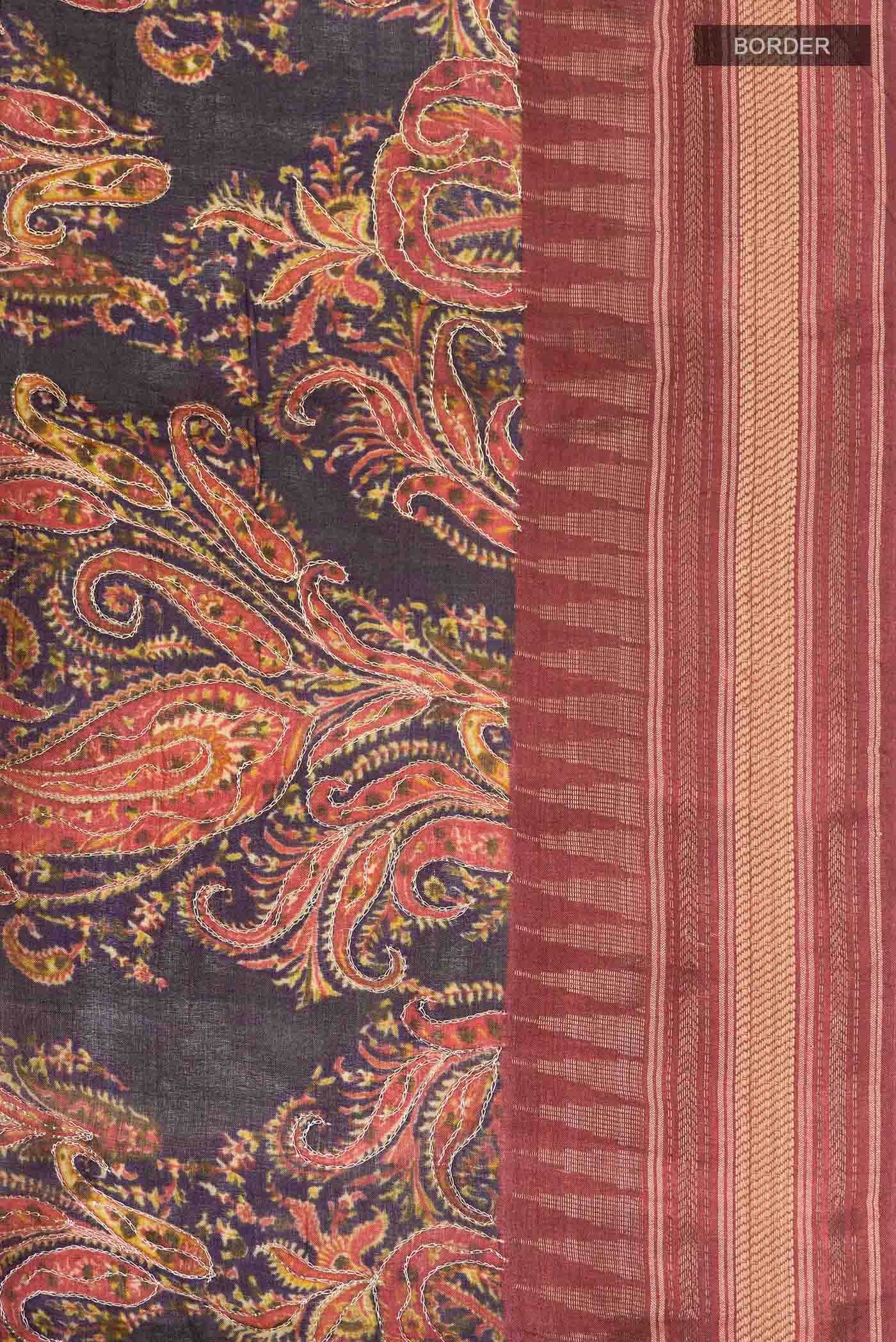 Black Tussar Silk Saree
