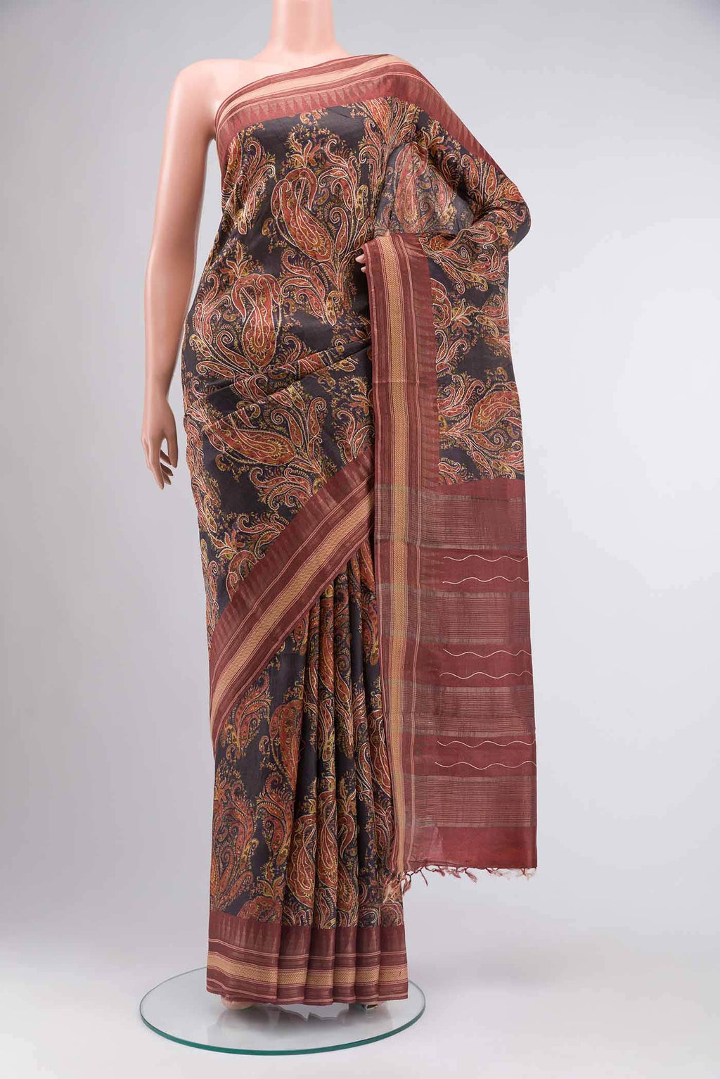 Black Tussar Silk Saree