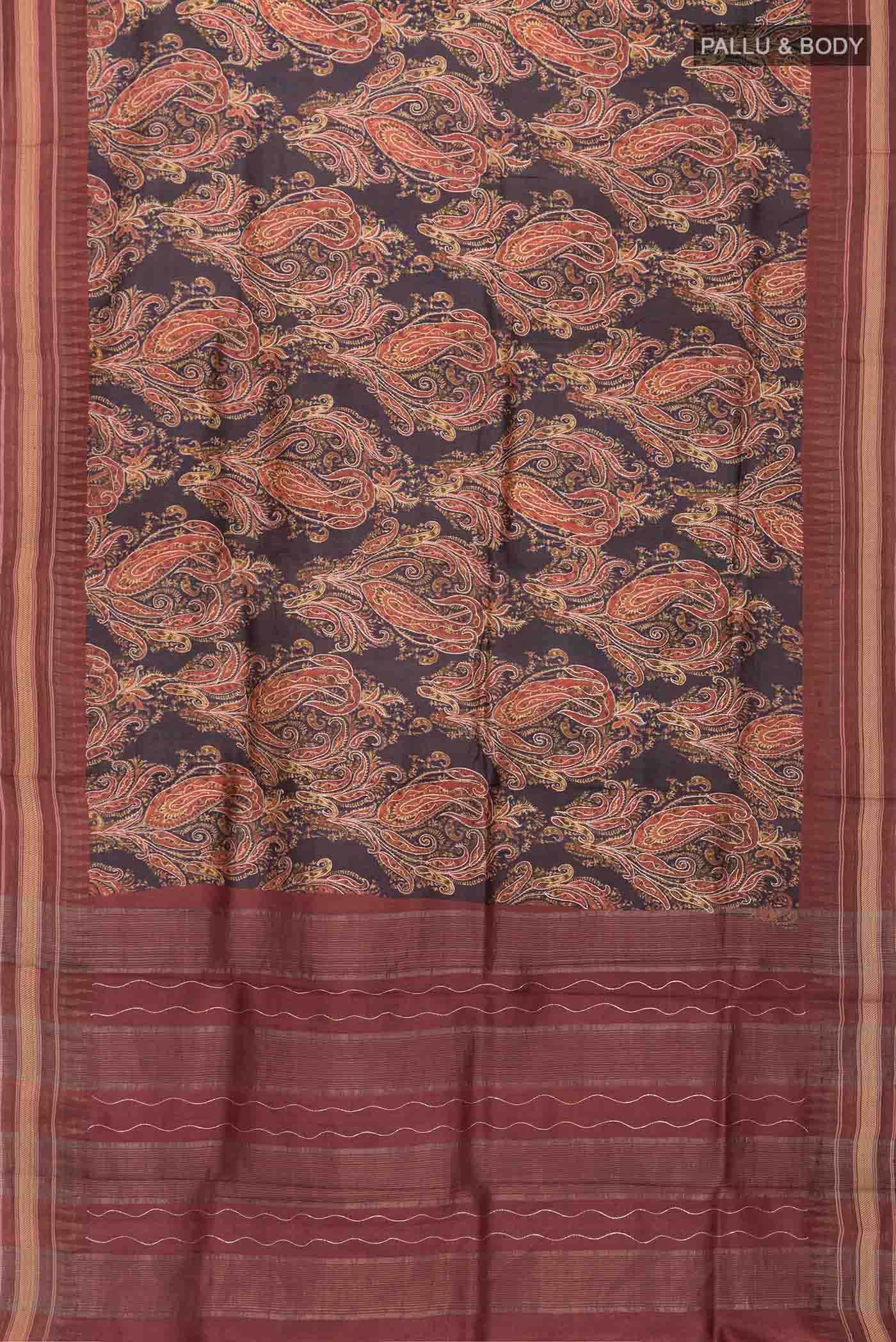 Black Tussar Silk Saree