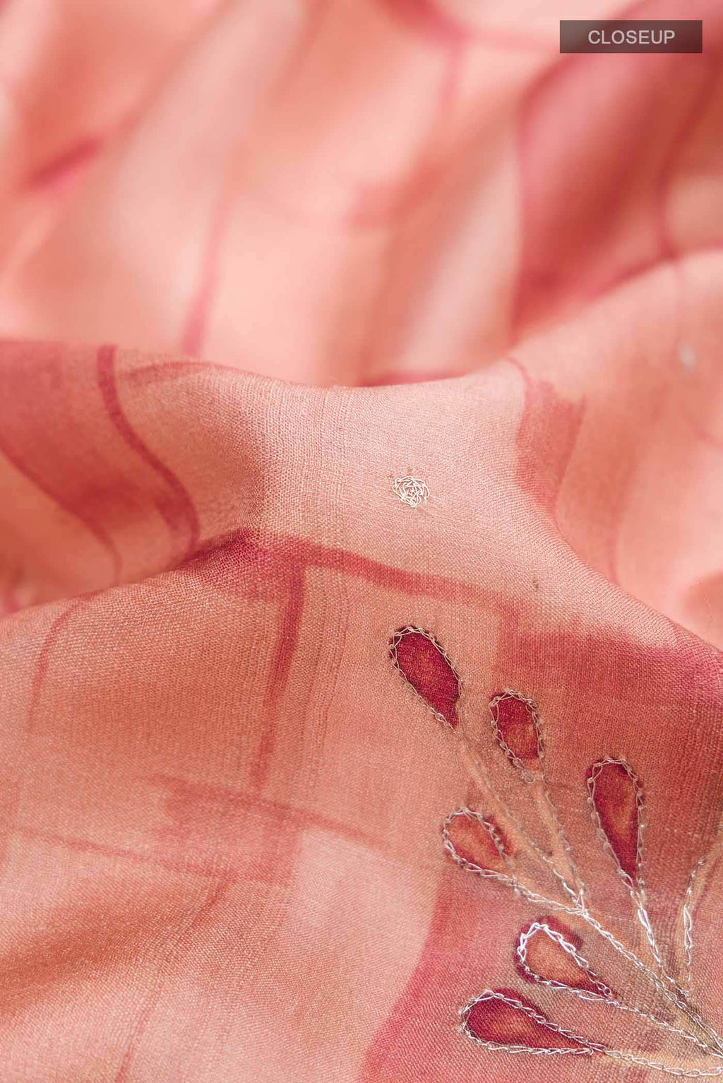Peach Tussar Silk Saree