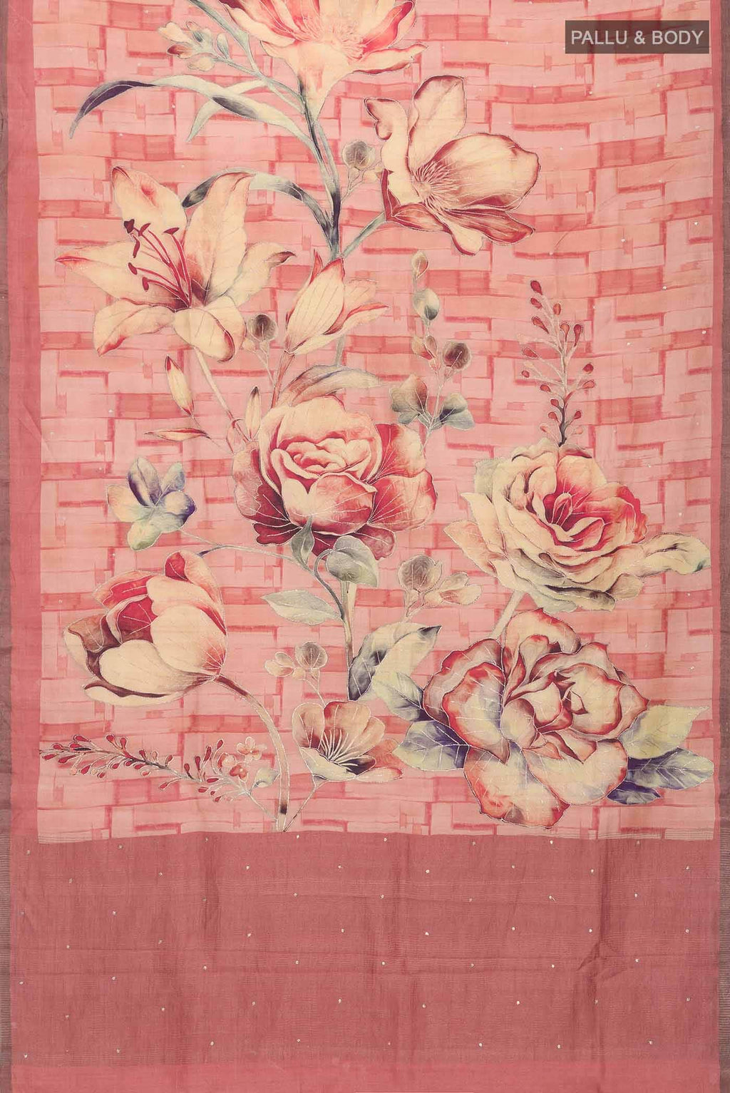 Peach Tussar Silk Saree