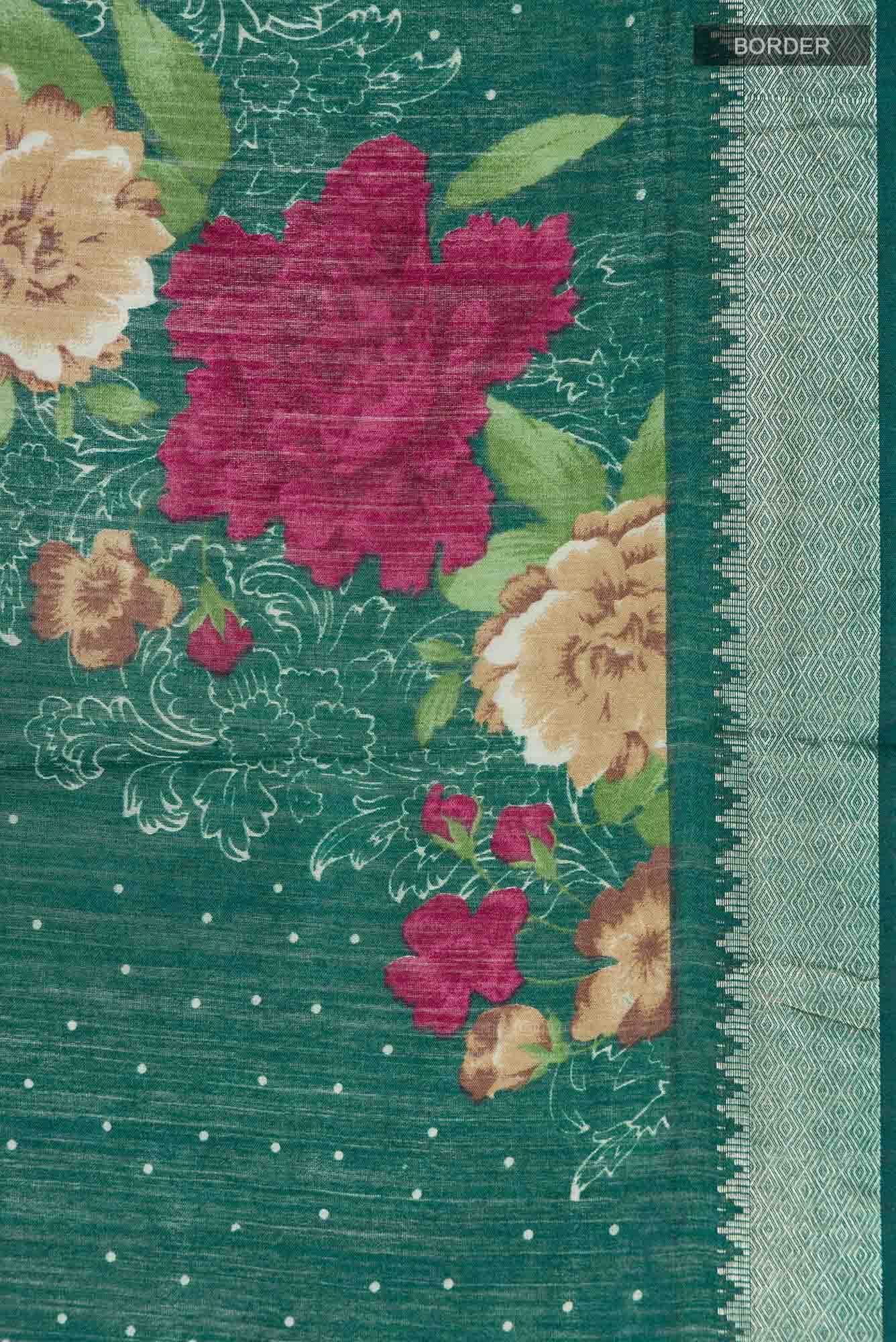 Green Bhagalpuri Tussar Silk Saree