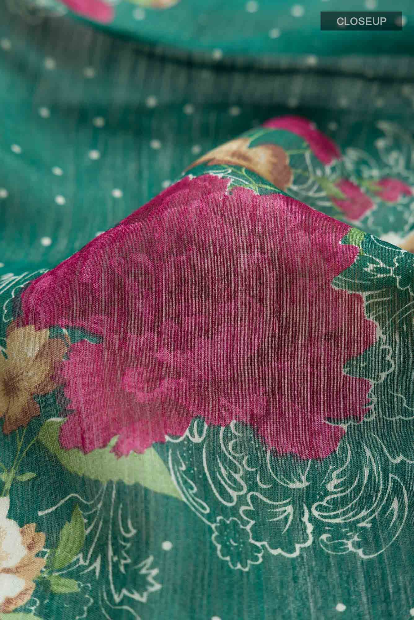 Green Bhagalpuri Tussar Silk Saree