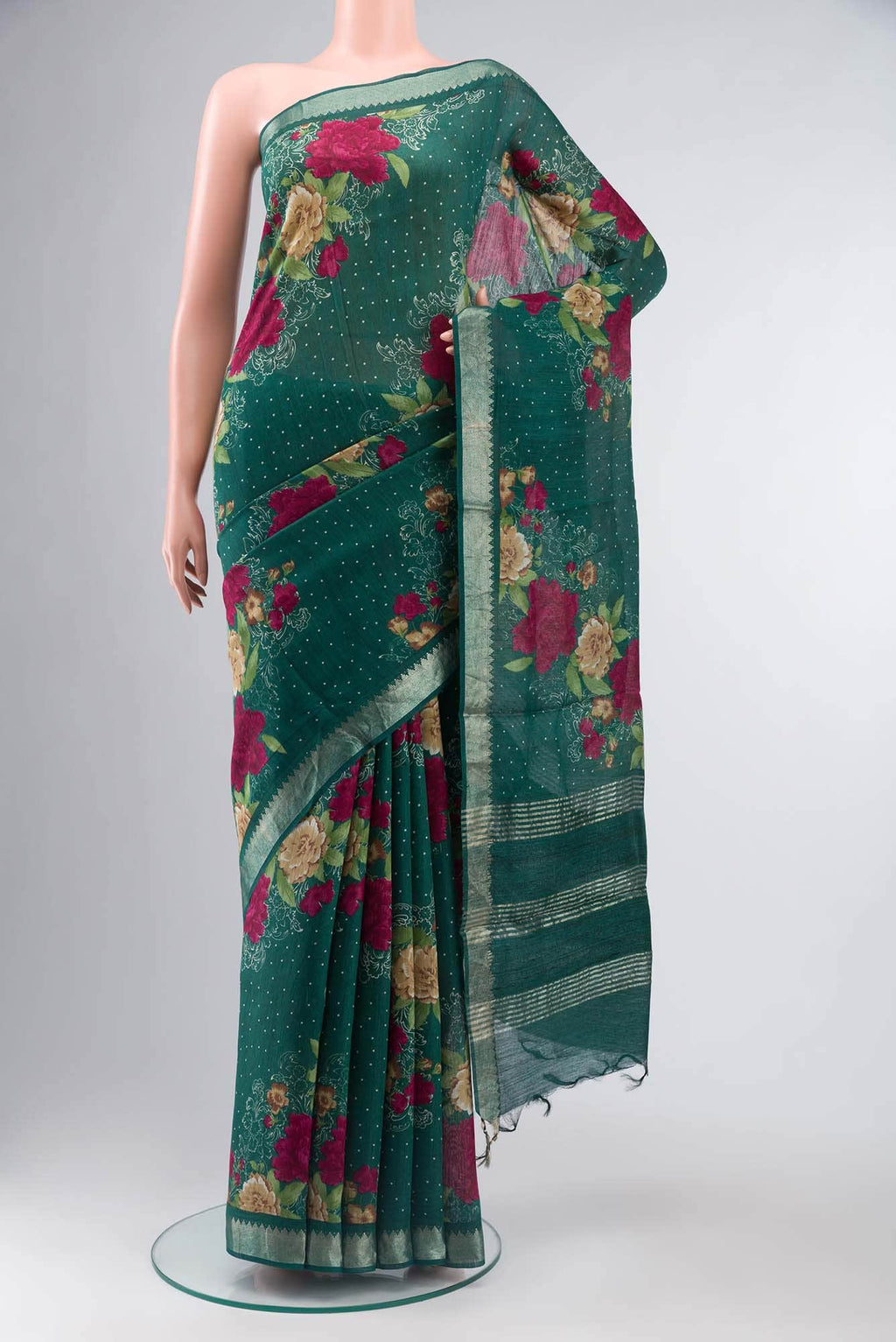 Green Bhagalpuri Tussar Silk Saree