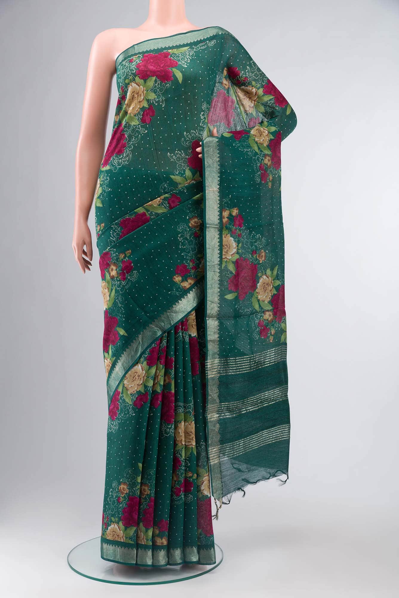 Green Bhagalpuri Tussar Silk Saree
