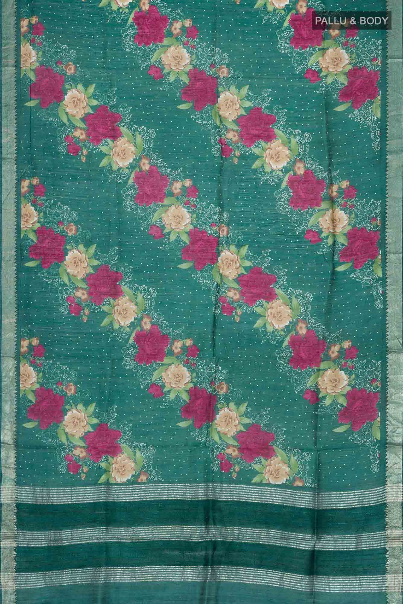 Green Bhagalpuri Tussar Silk Saree