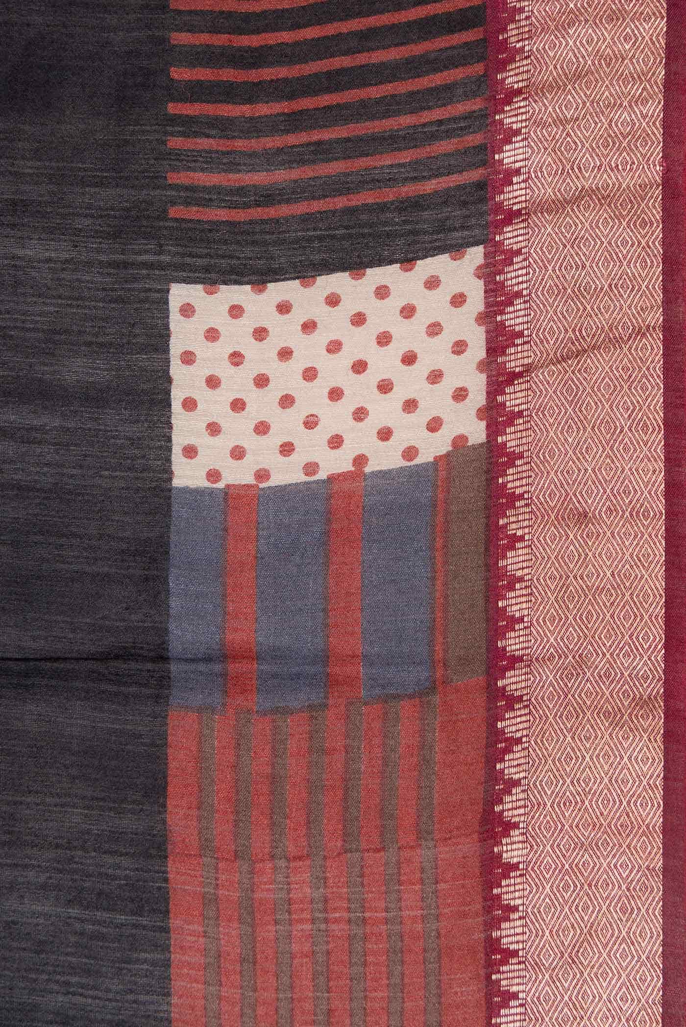 Black Dual Tone Tussar Silk Saree