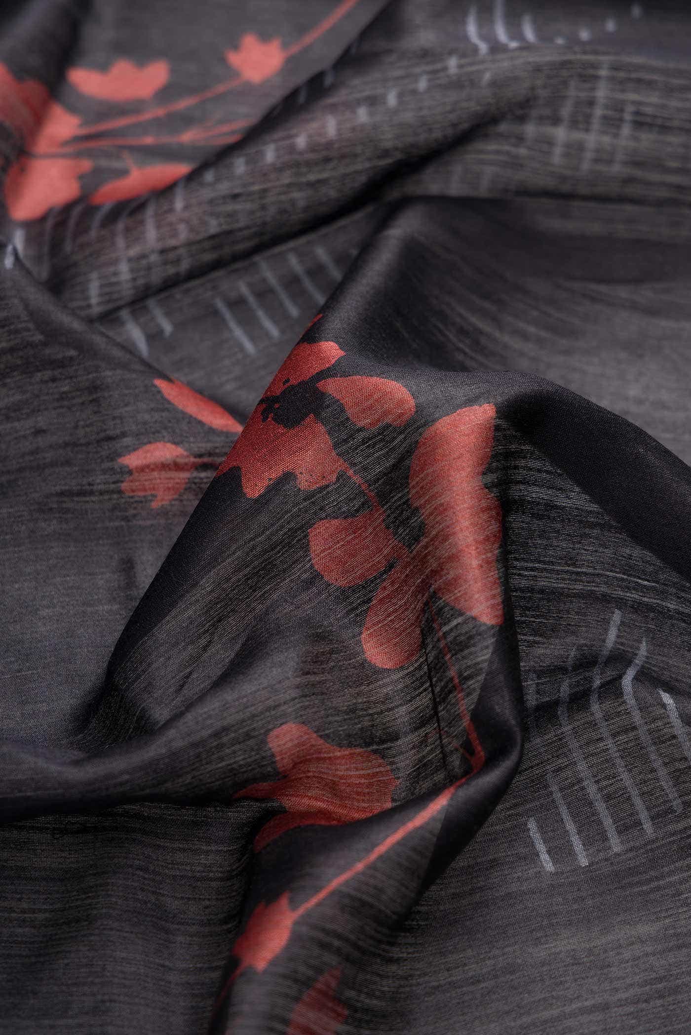 Black Dual Tone Tussar Silk Saree