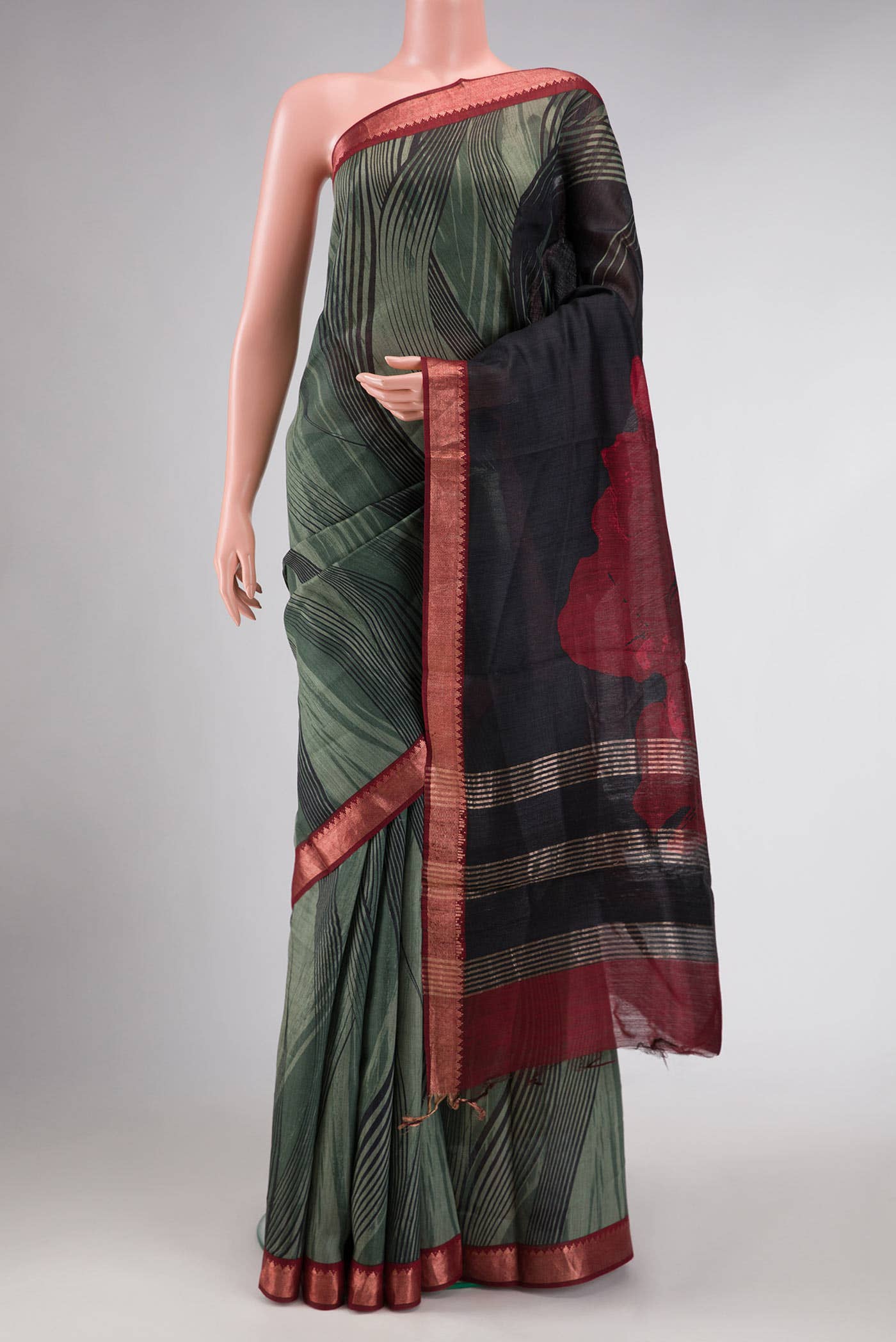 Green Dual Tone Tussar Silk Saree
