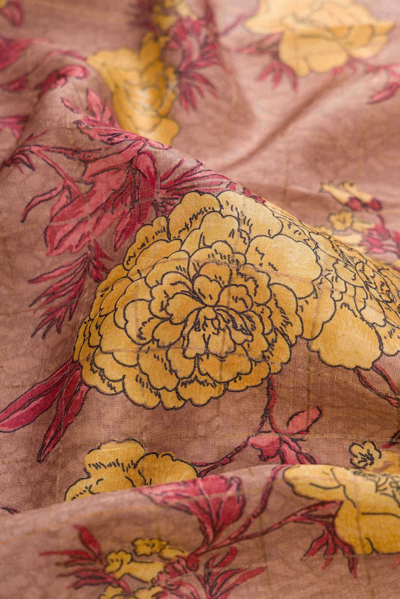 Brown Tussar Silk Saree