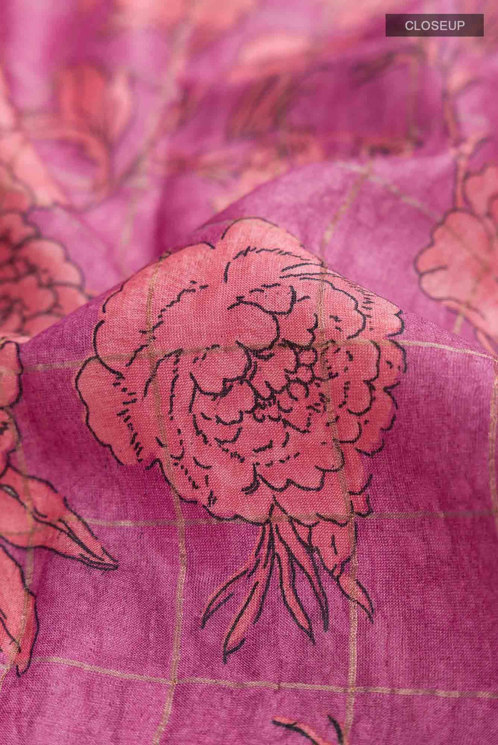Light Magenta Bhagalpuri Tussar Silk Saree
