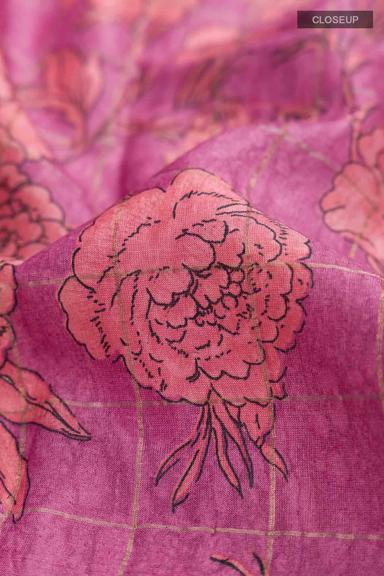 Light Magenta Bhagalpuri Tussar Silk Saree