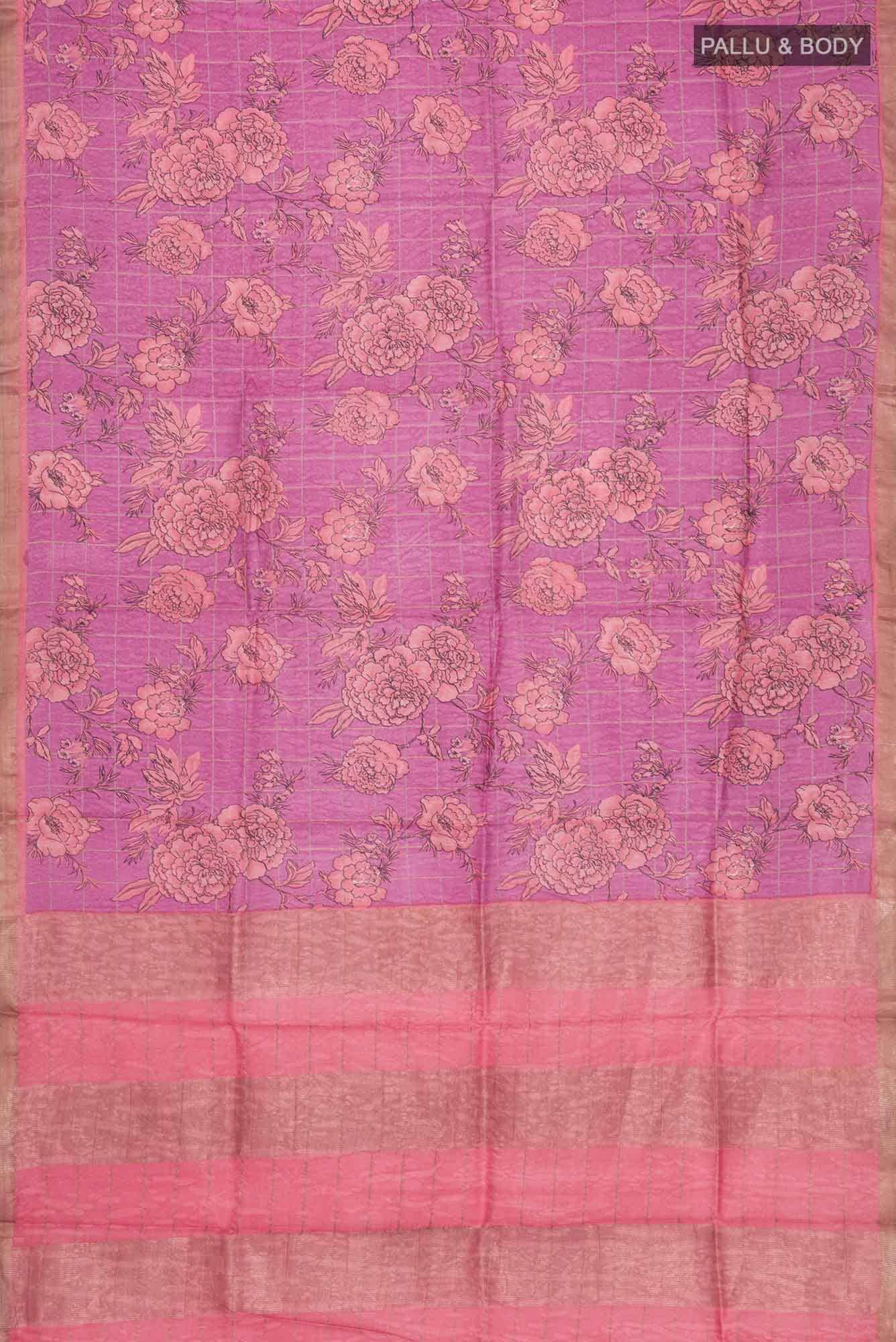 Light Magenta Bhagalpuri Tussar Silk Saree