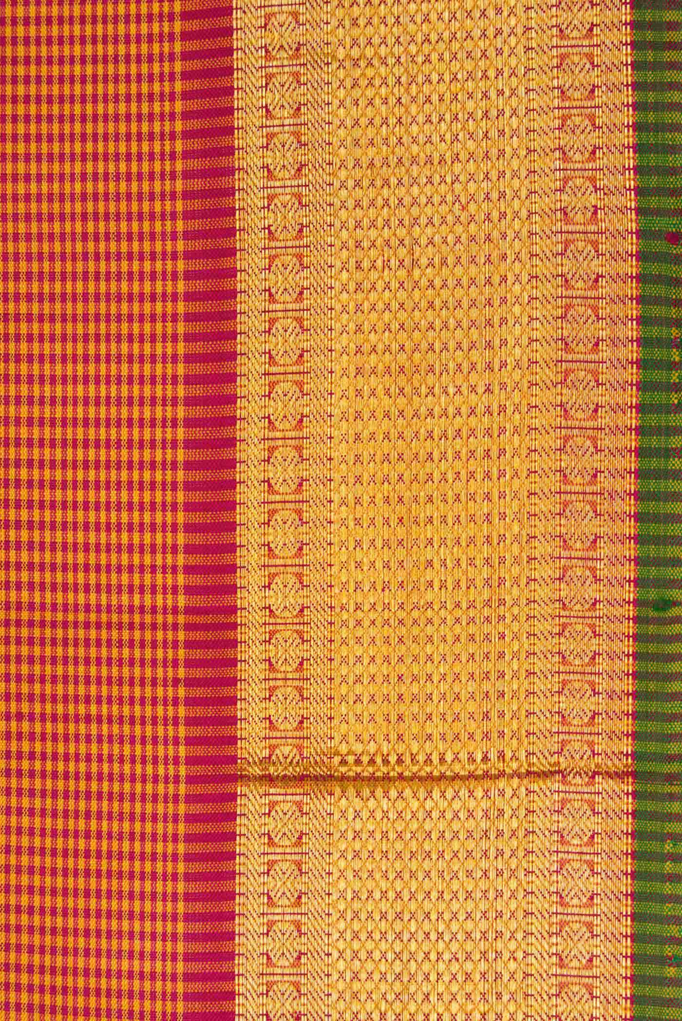 Pure Silk Pure Zari Mustard Dual Tone Kanchipuram Saree