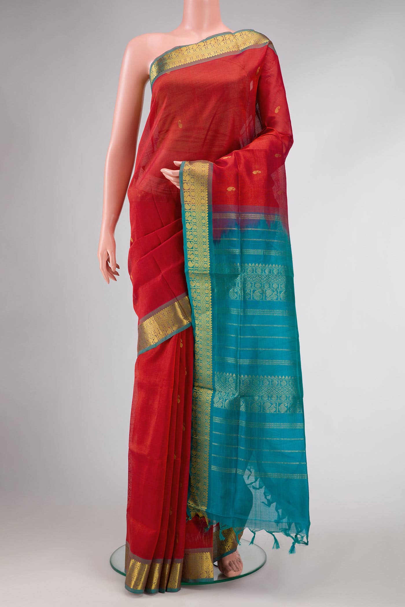 Maroon Dual Tone Silk Cotton Saree