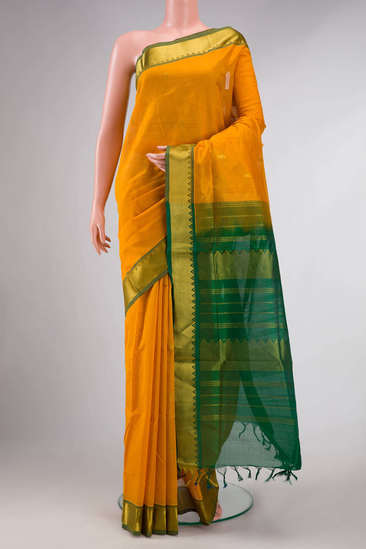 Mustard Dual Tone Silk Cotton Saree