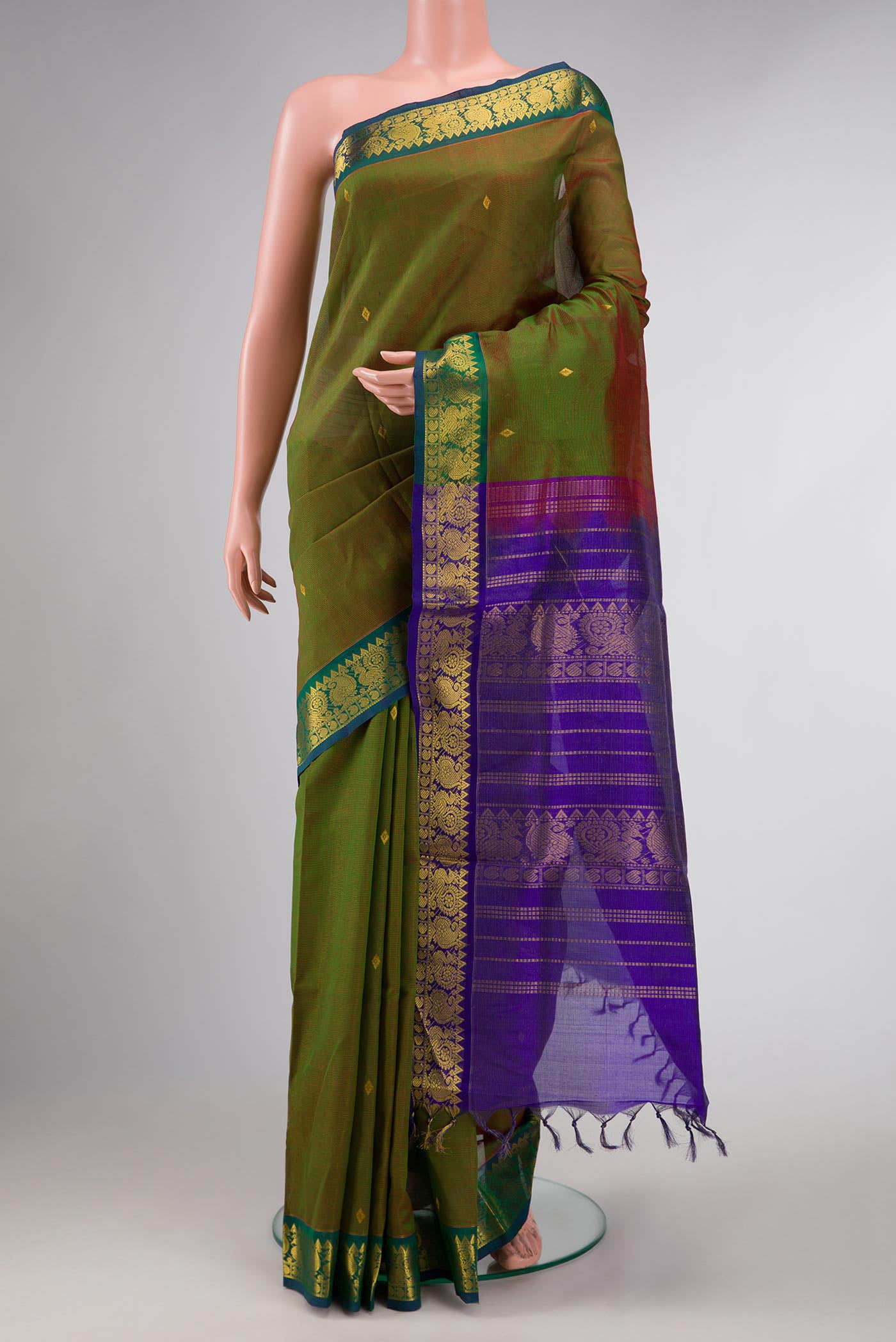 Green Dual Tone Silk Cotton Saree