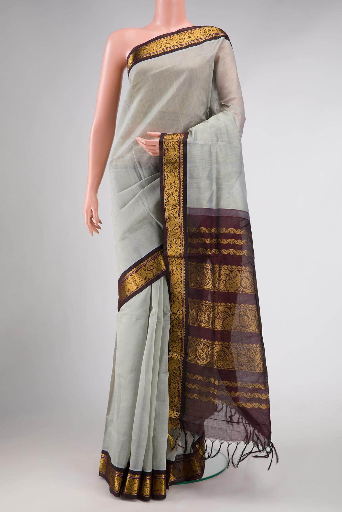 Grey Dual Tone Silk Cotton Saree