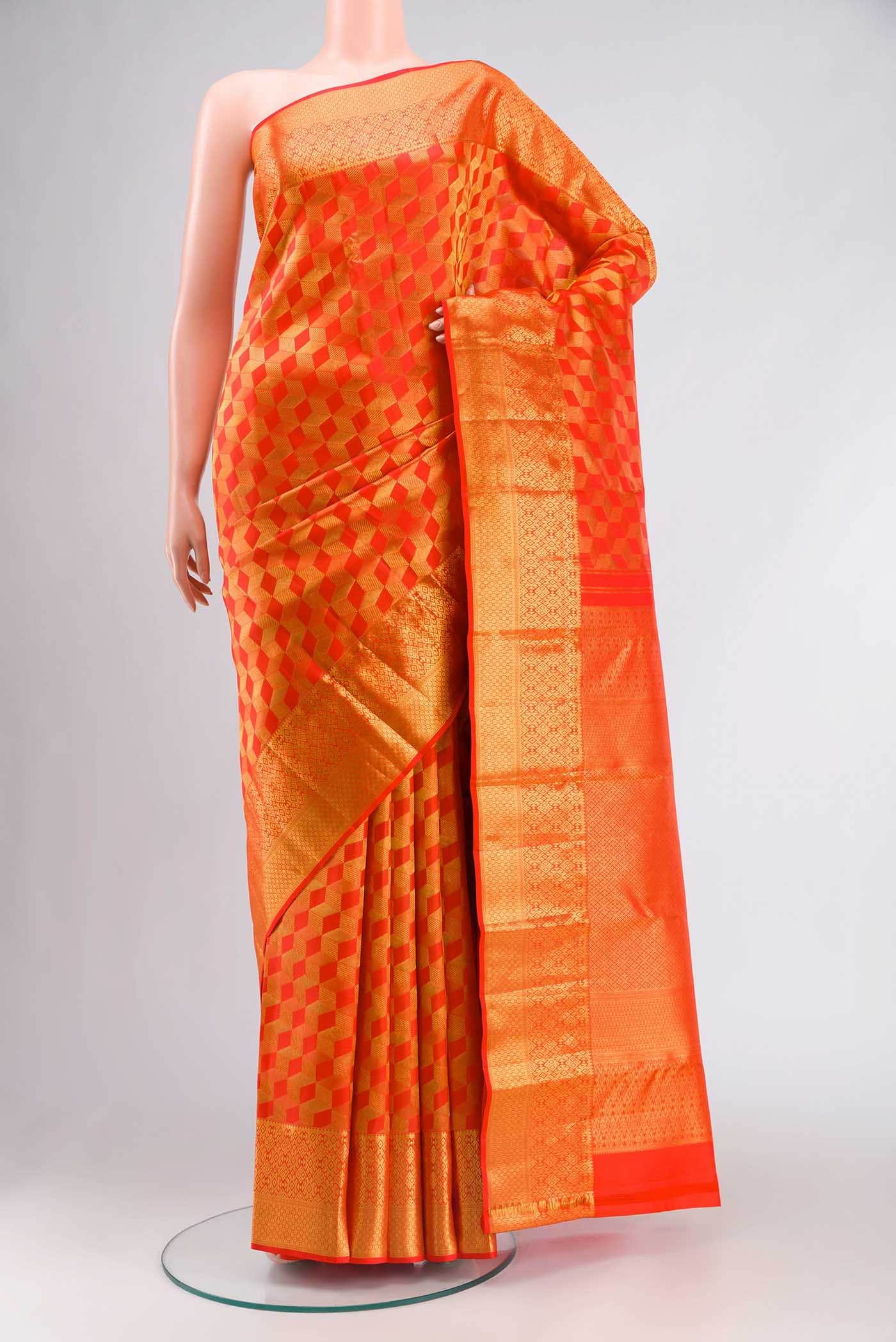Orange Kanchipuram Silk Saree
