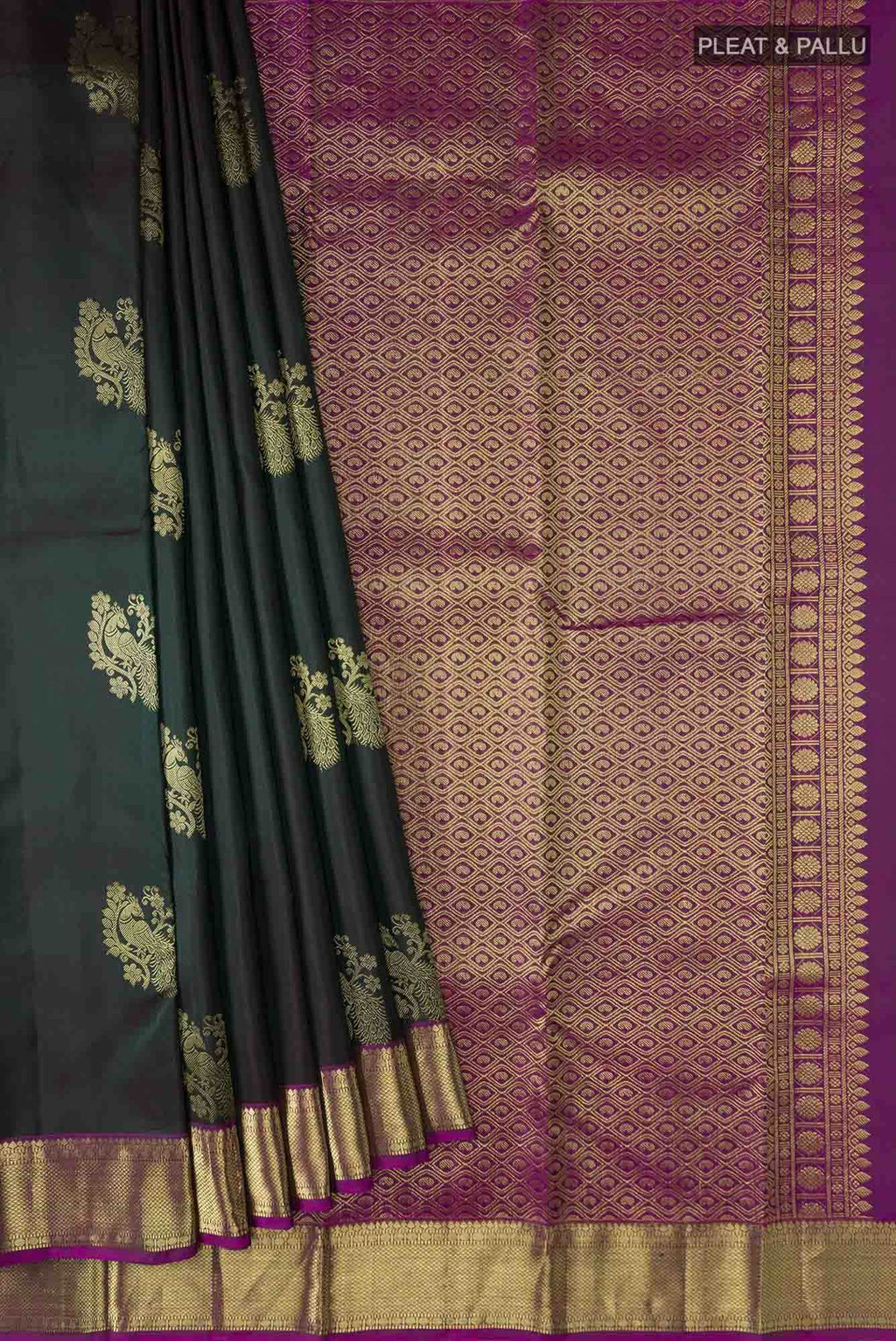 Bottle Green Kanchipuram Silk Saree