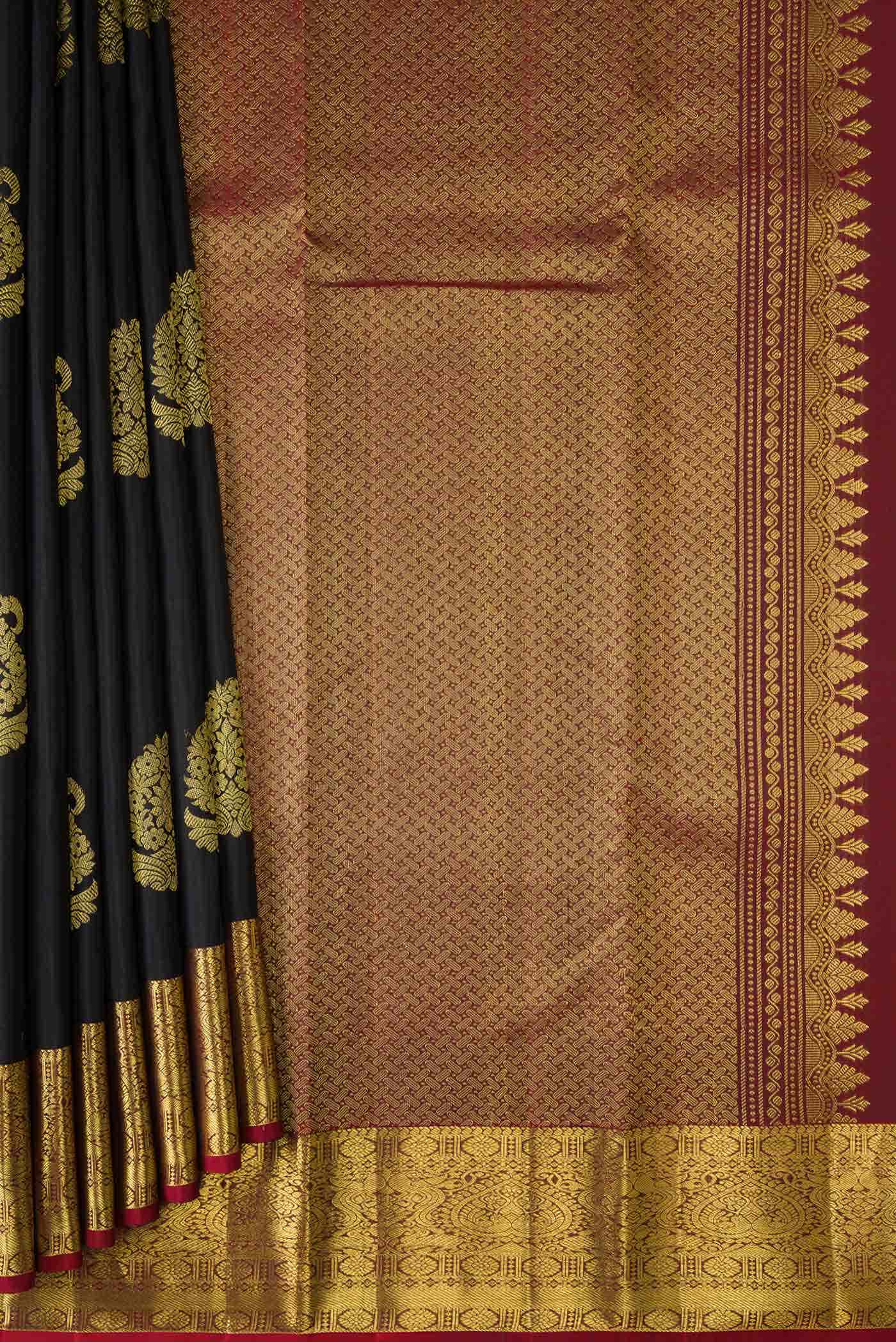 Black Dual Tone Kanchipuram Silk Saree